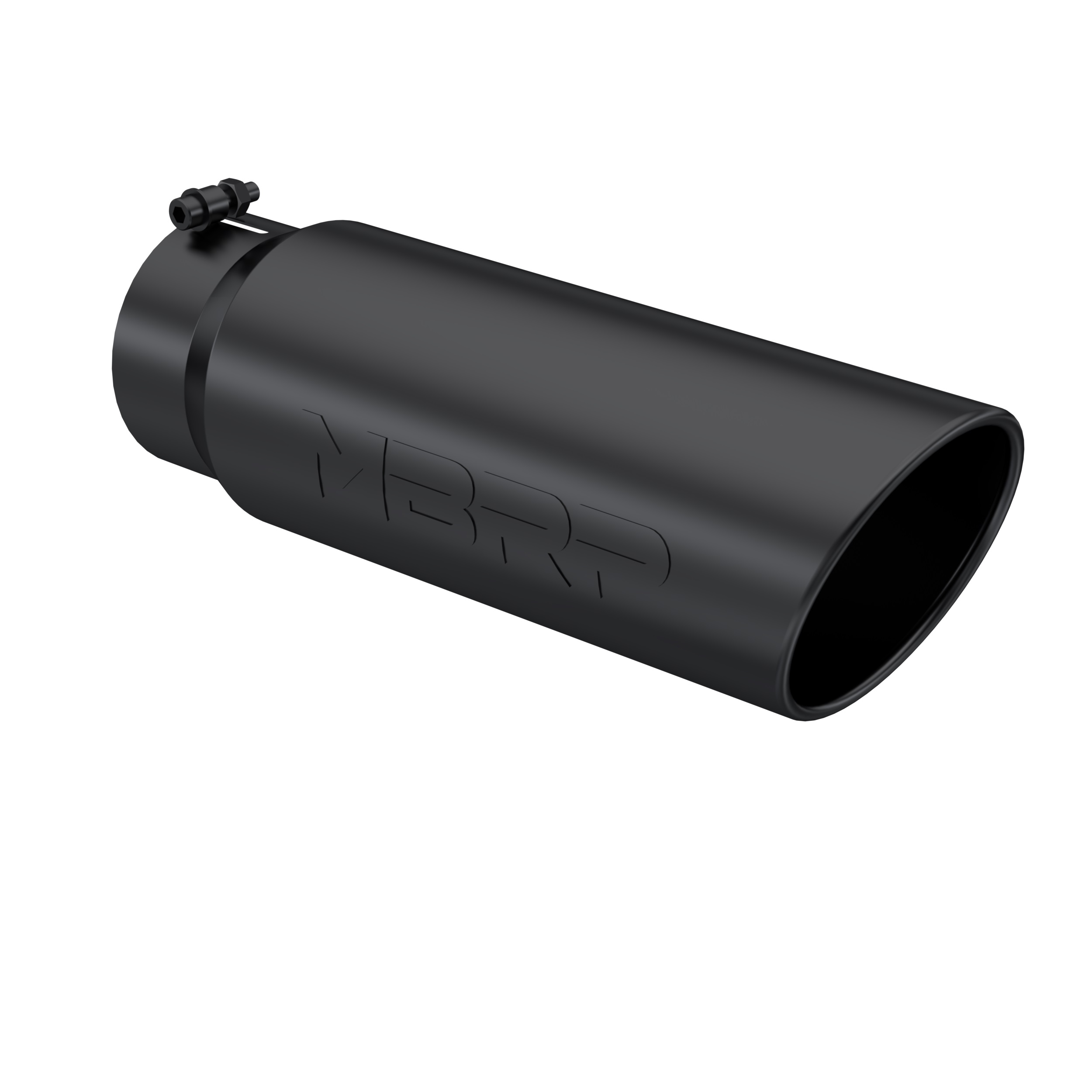 MBRP Exhaust Tip. 6in. O.D.. Angled Rolled End. 5in. inlet 18in. in length. BLK. T5125BLK