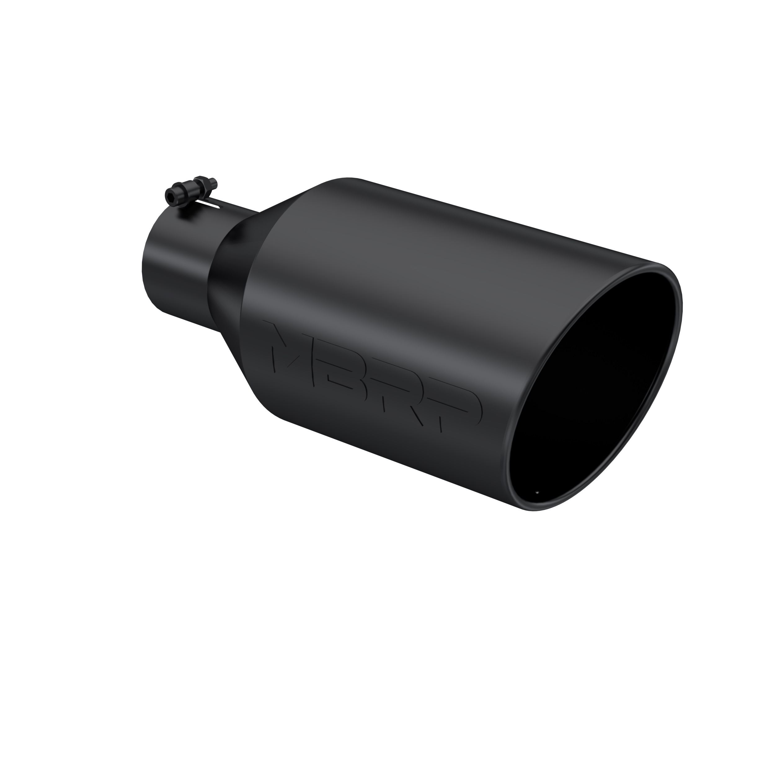 MBRP Exhaust Tip. 8in. O.D.. Rolled End. 4in. inlet 18in. in length. BLK. T5128BLK