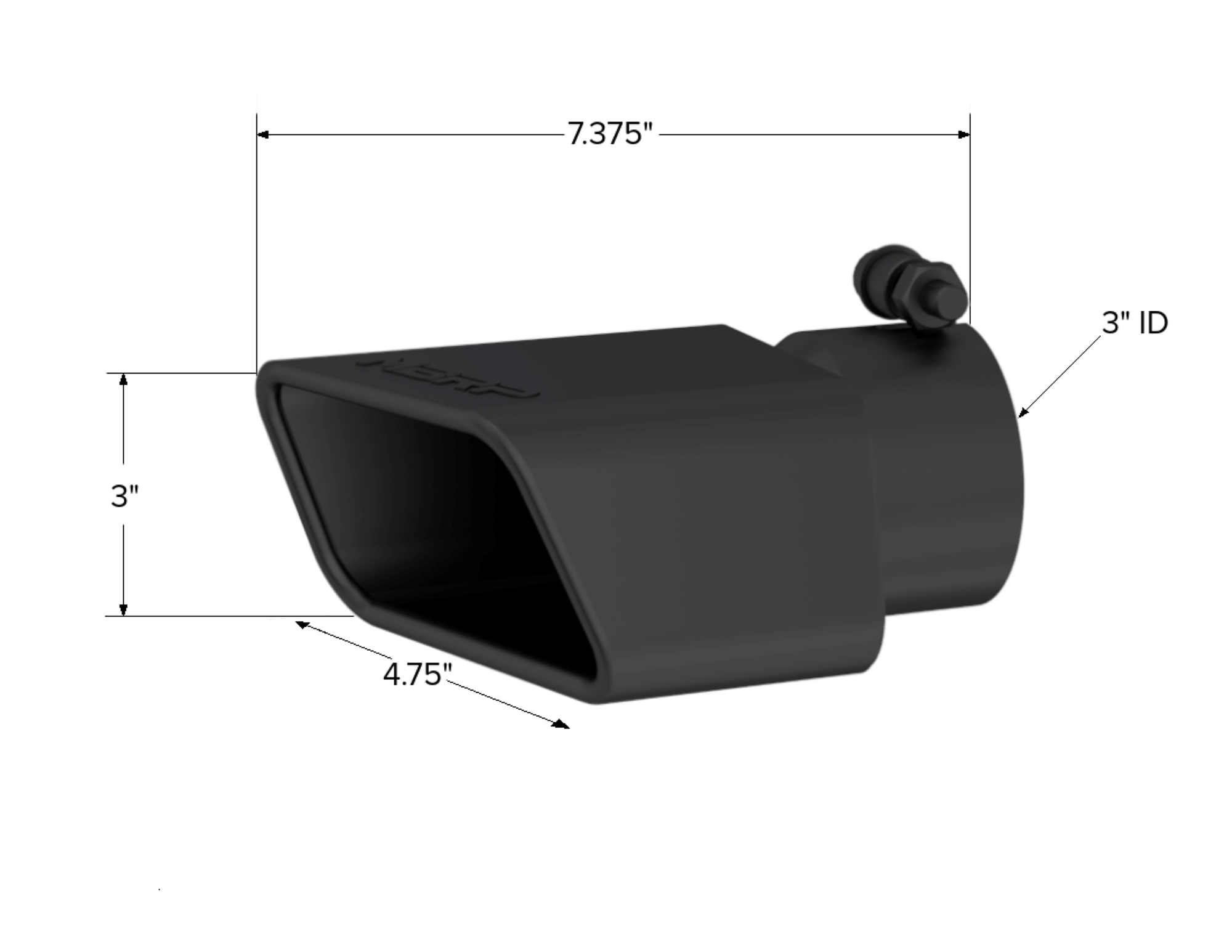 MBRP Exhaust Tip. 4 in. x 3in.. Rectangle. Angled Cut. BLK T5120BLK