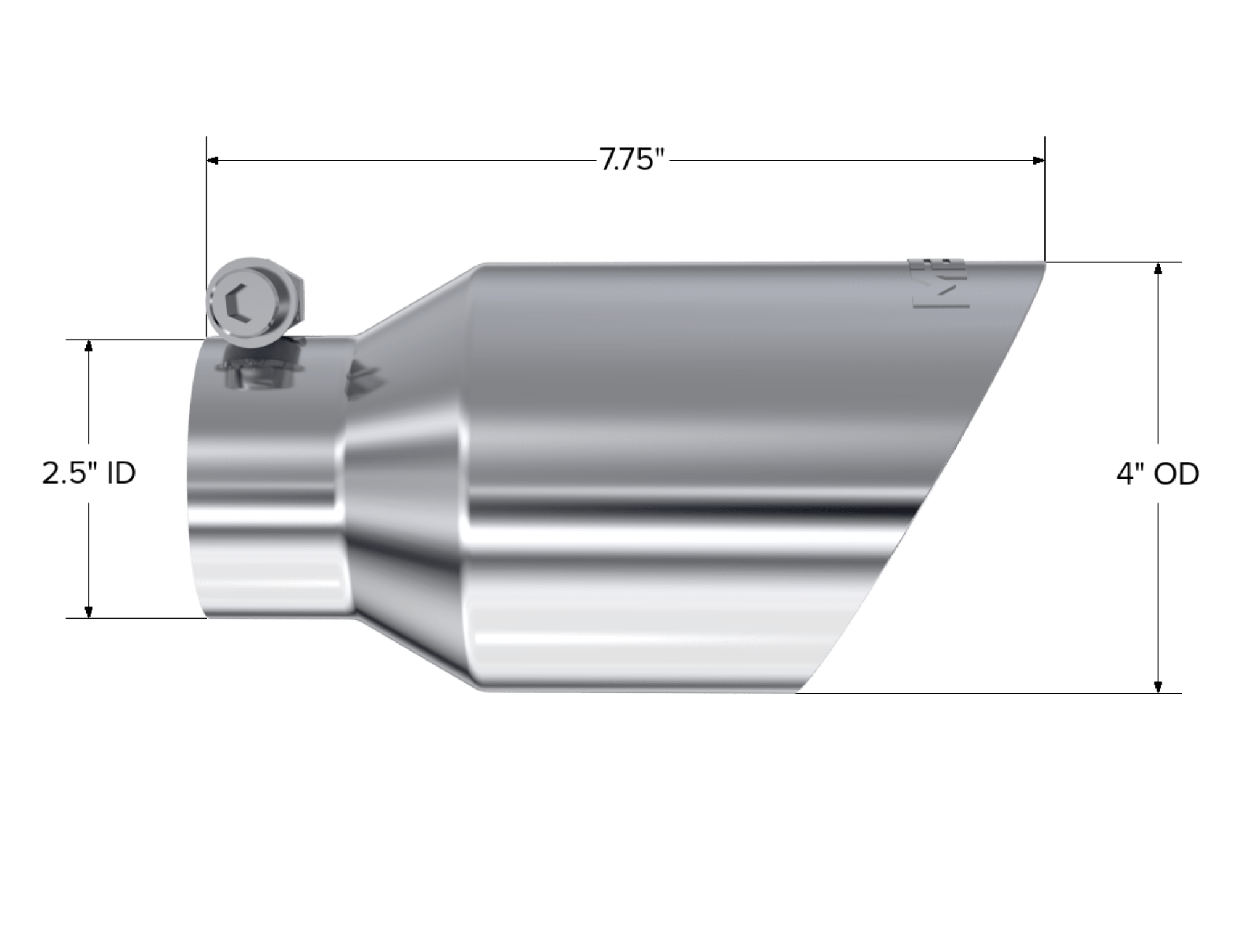MBRP Exhaust Tip. 4in. O.D.. Dual Wall Angled. 2in. inlet. 8in. length. T304. T5123