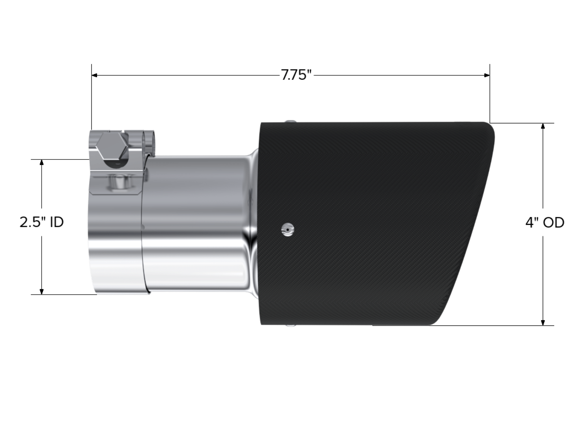 MBRP Exhaust Tip. 4in. O.D.. Dual Wall Angled. 2in. inlet. 7.7in. length. CF. T5123CF
