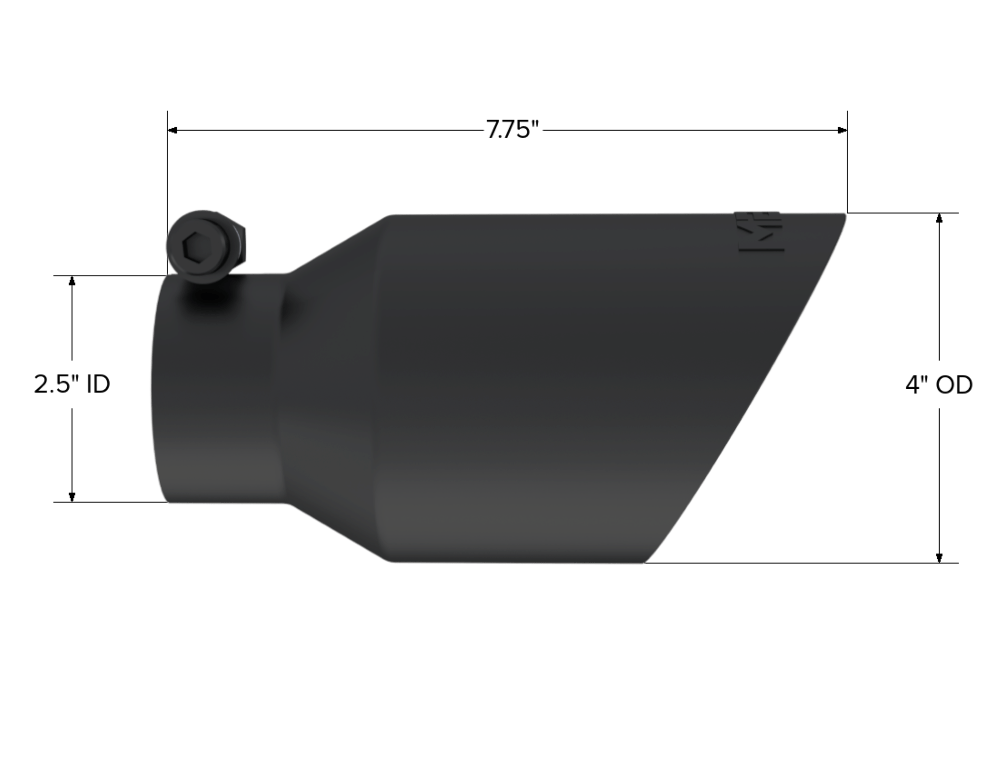 MBRP Exhaust Tip. 4in. O.D.. Dual Wall Angled. 2in. inlet. 8in. length. BLK. T5123BLK