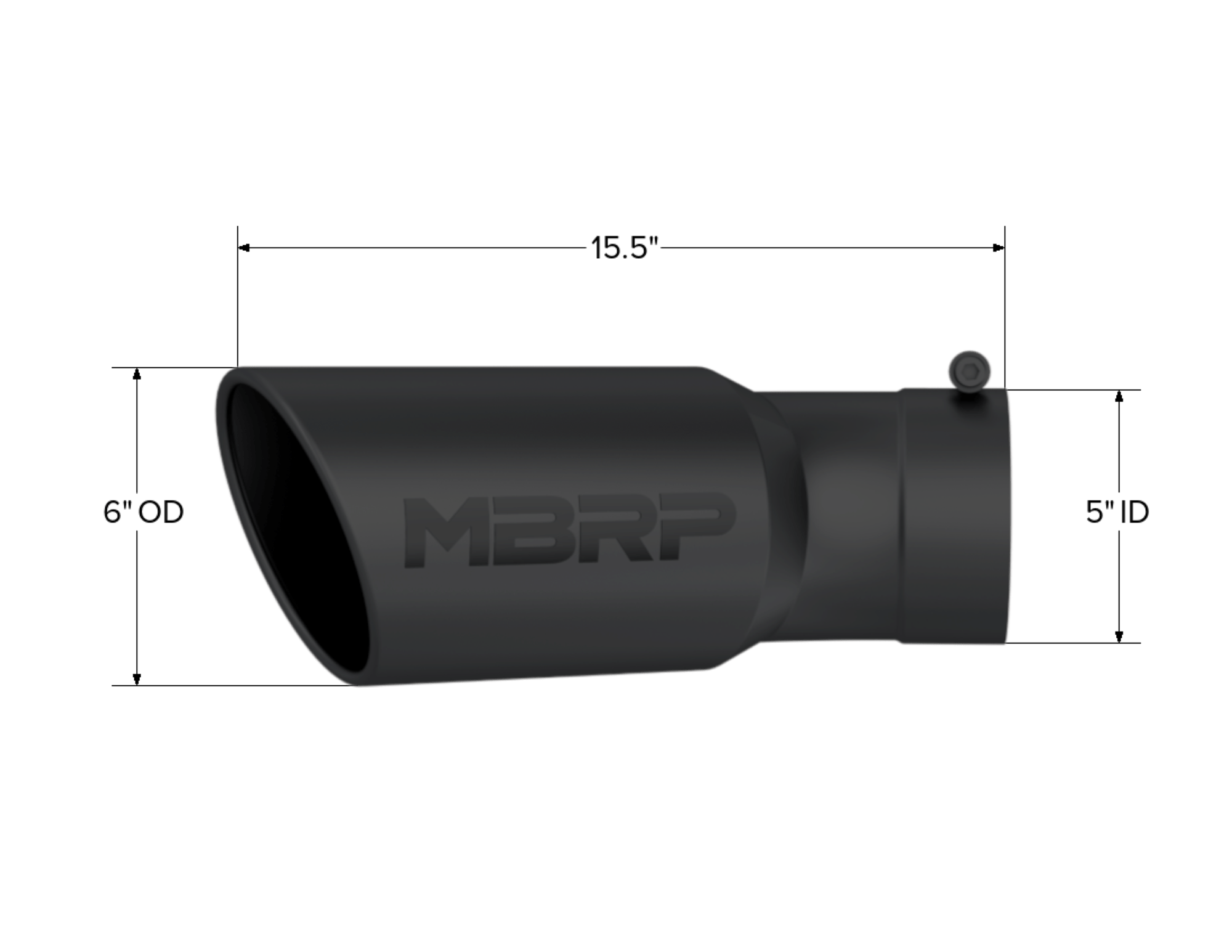 MBRP Exhaust Tip. 6in OD. 5in Inlet. 15.5in Length. 30° Bend. BLK T5154BLK
