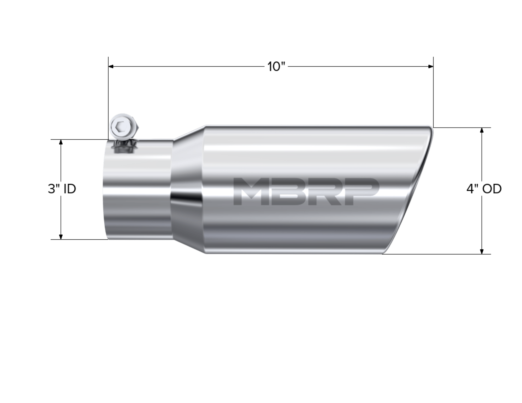 MBRP Exhaust Tip. 4in OD. 3in Inlet. 10in Length. Rolled End. T304 T5155