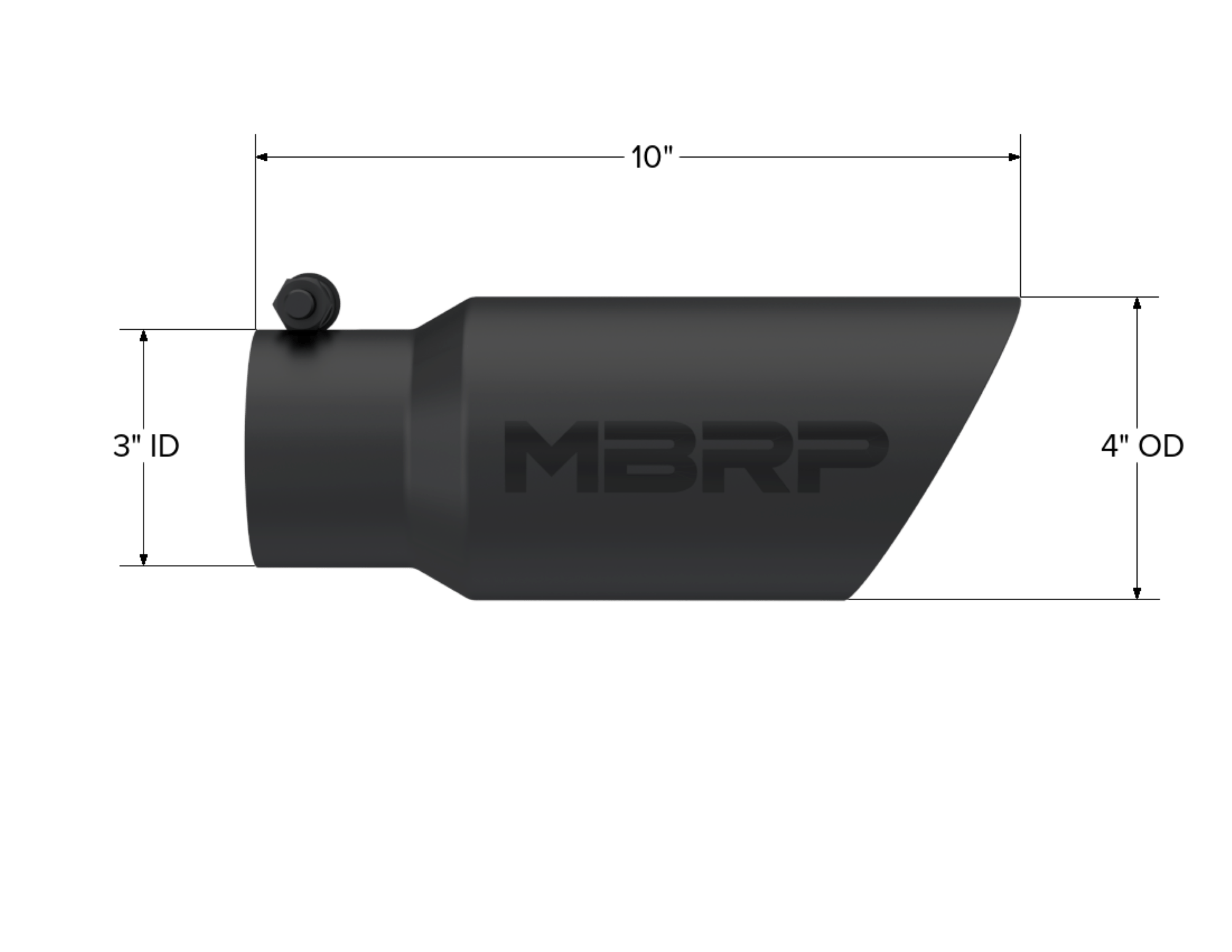 MBRP Exhaust Tip. 4in. O.D.. Dual Wall Angled. 3in. inlet. 10in. length. BLK T5156BLK