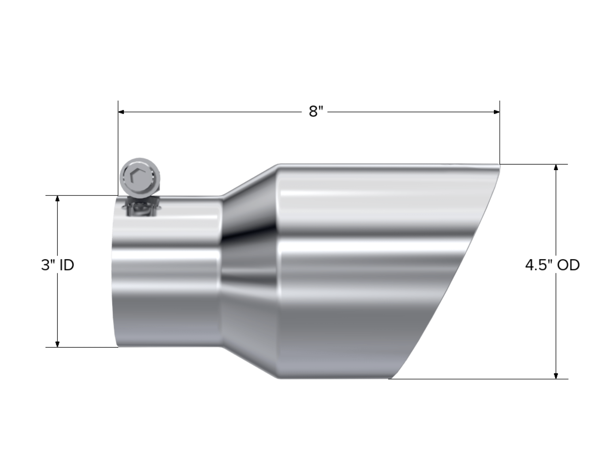 MBRP Exhaust 3" ID. 4.5" OD. 8" Length. Dual Wall Angled. T304. T5151