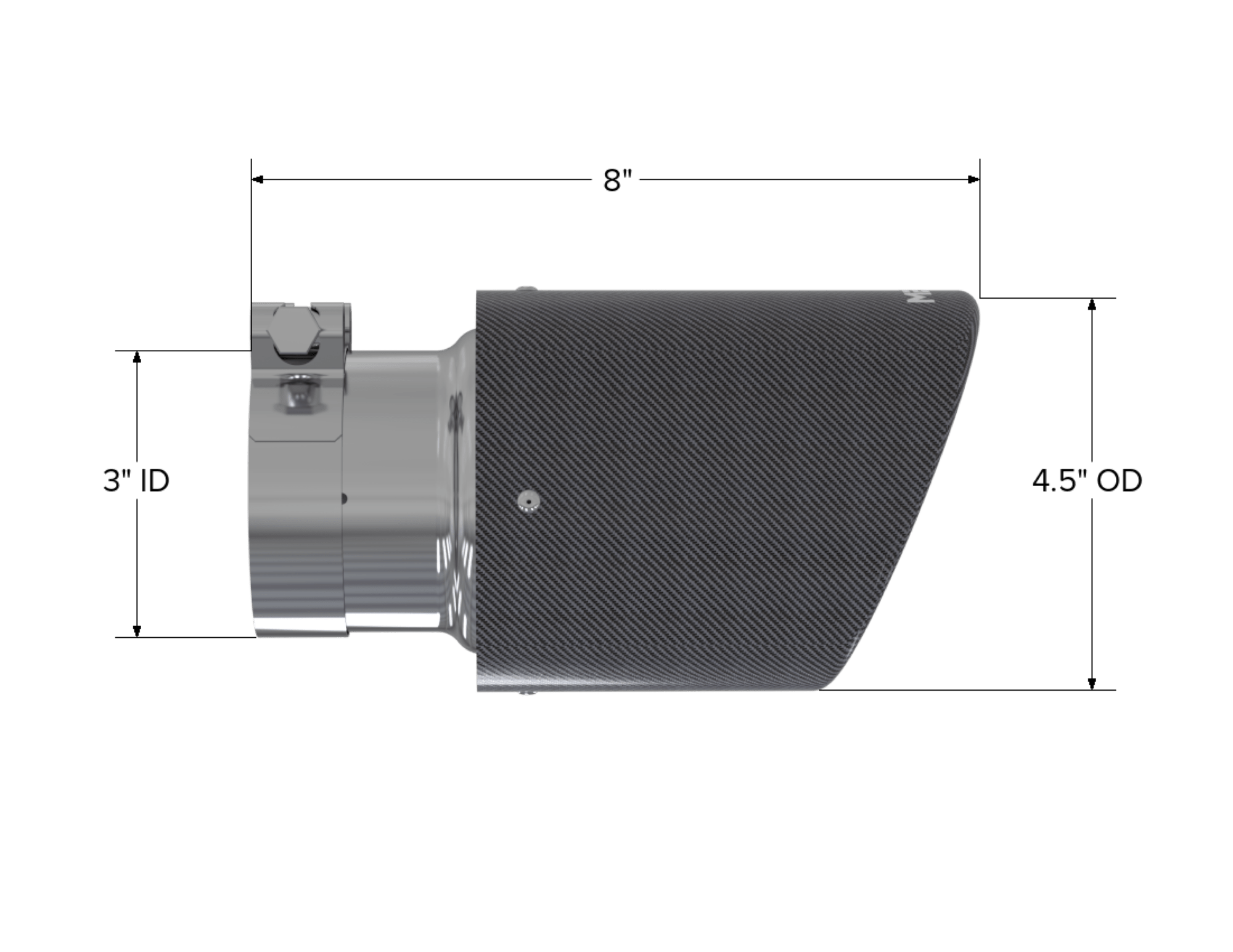 MBRP Exhaust Tip. 4.5in OD. 3in Inlet. 7.7in Length. Angled. CF T5151CF