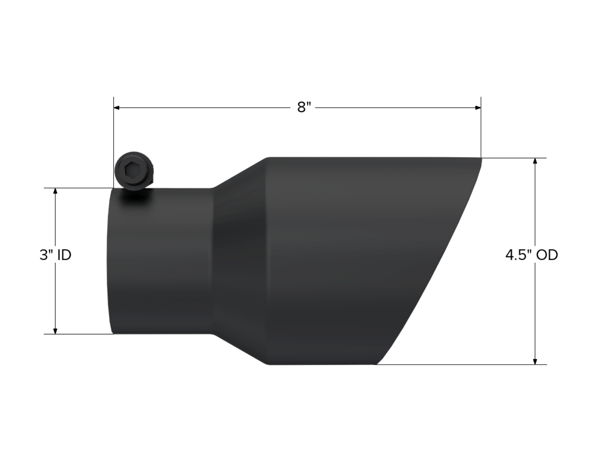 MBRP Exhaust Tip. 4.5in OD. 3in Inlet. 7.7in Length. Angled. BLK T5151BLK