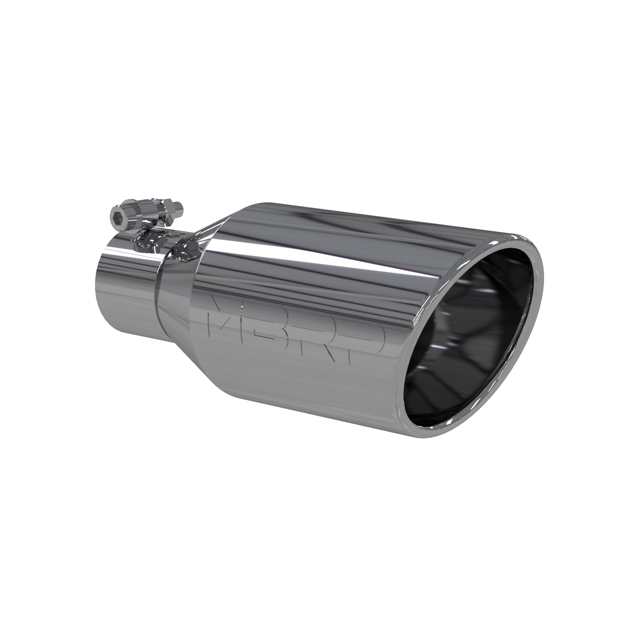 MBRP Exhaust Tip. 4 1/2in. O.D.. SW Angle Rolled End. 2 1/2in. inlet 11in. in length. T304. T5160
