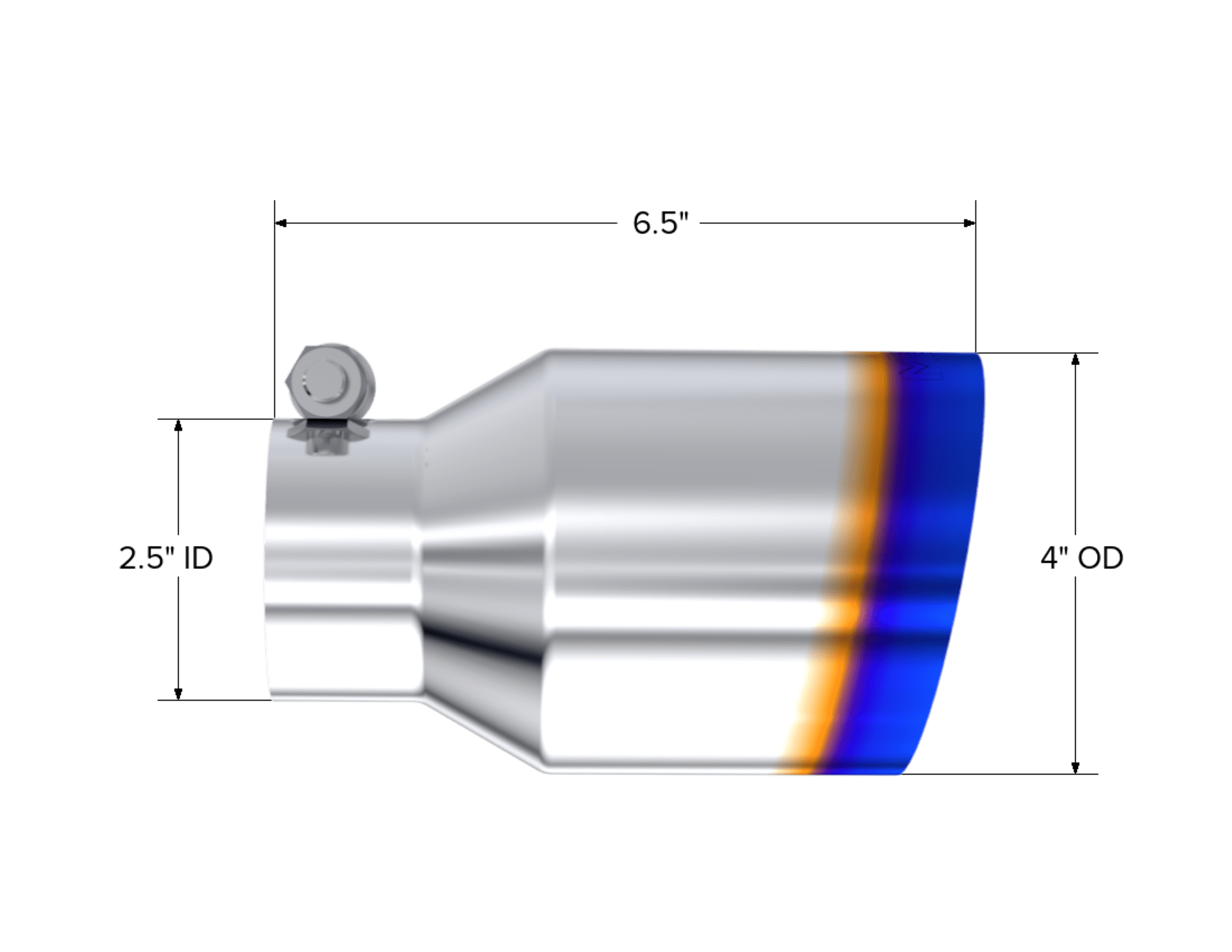 MBRP Exhaust 2.5" Inlet Exhaust Tip. T304 Stainless Steel, Burnt End. T5176BE