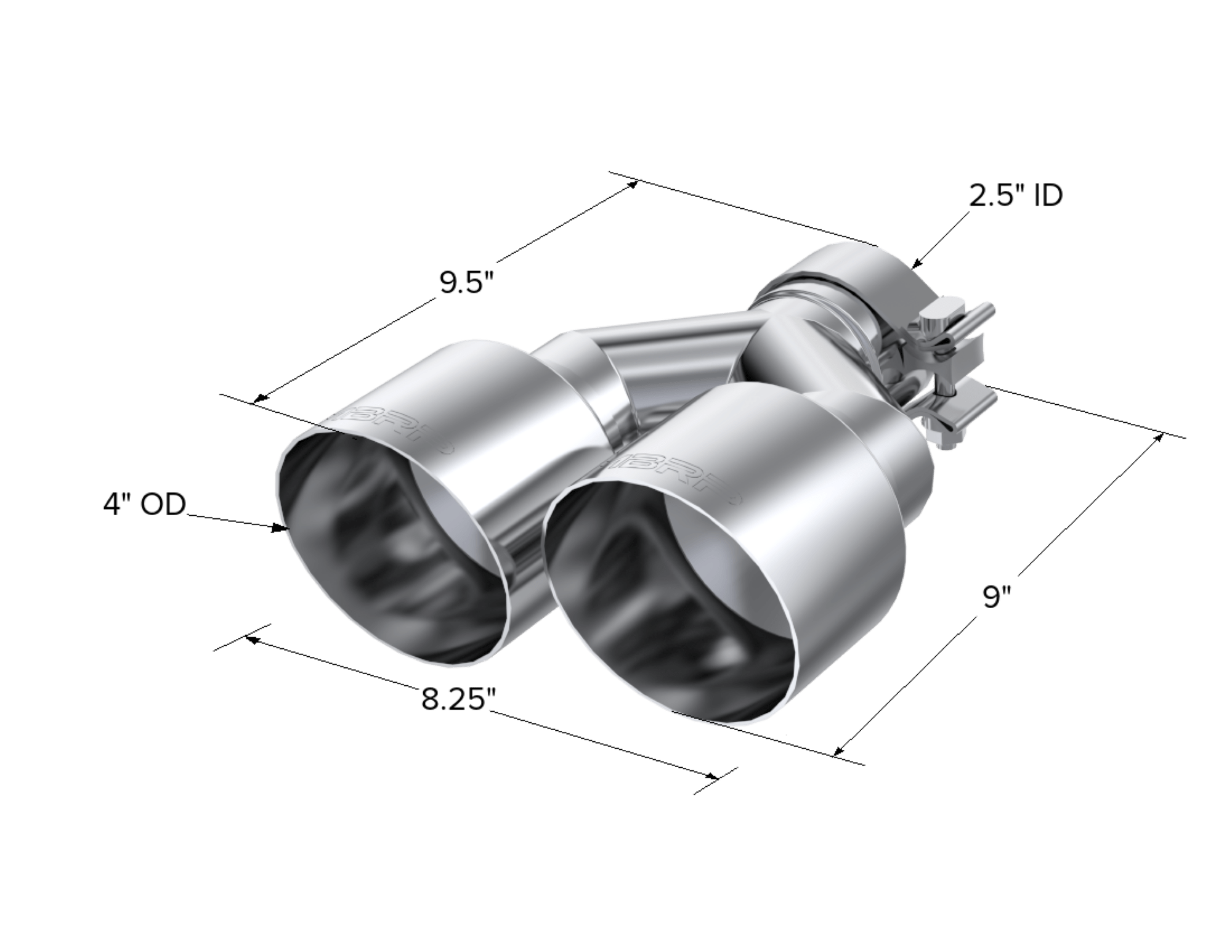 MBRP Exhaust 2.5" Inlet. 4.0" OD Dual Out. T304 Stainless Steel. T5177