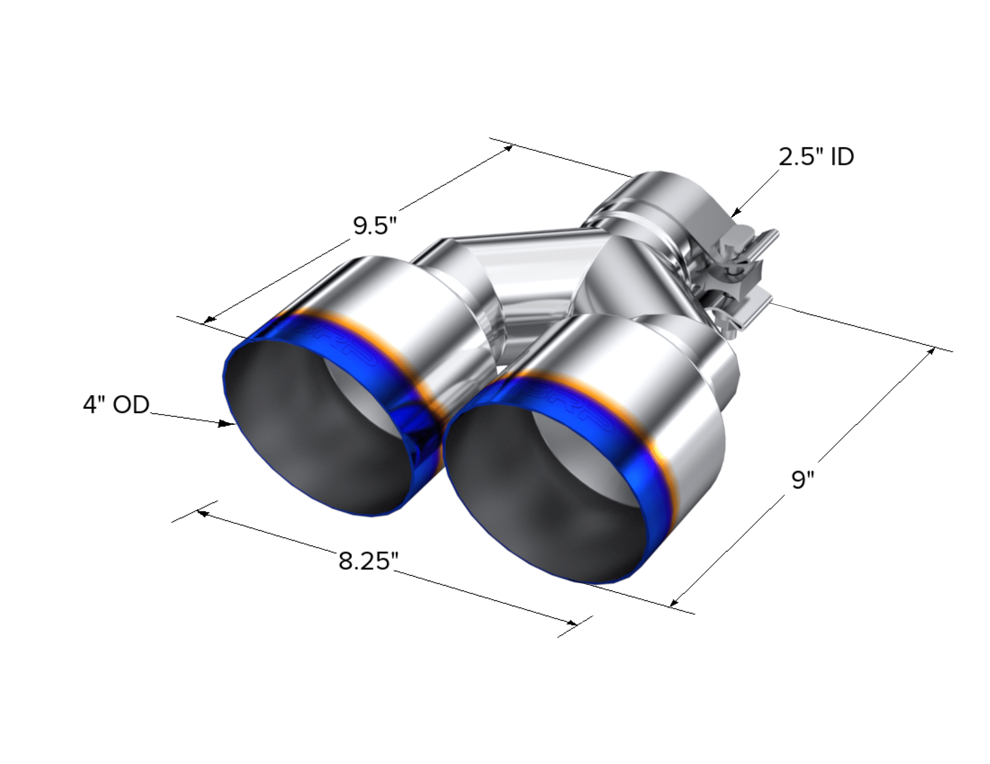 MBRP Exhaust 2.5" Inlet Exhaust Tip. T304 Stainless Steel, Burnt End. T5177BE