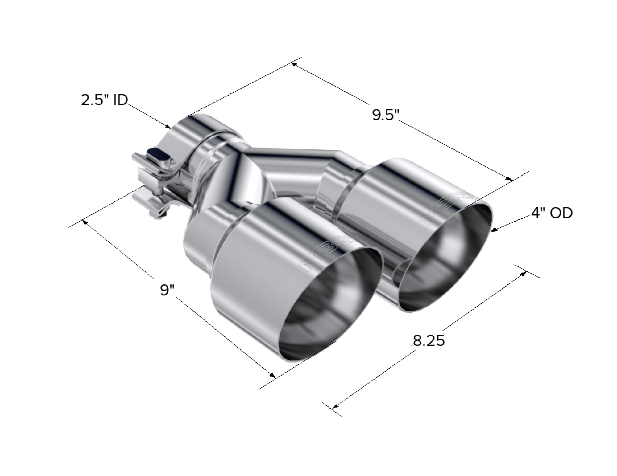 MBRP Exhaust 2.5" Inlet Exhaust Tip. T304 Stainless Steel. T5178