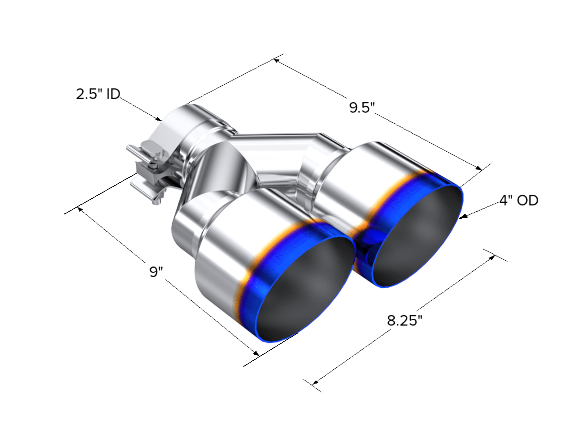 MBRP Exhaust 2.5" Inlet Exhaust Tip. T304 Stainless Steel, Burnt End. T5178BE