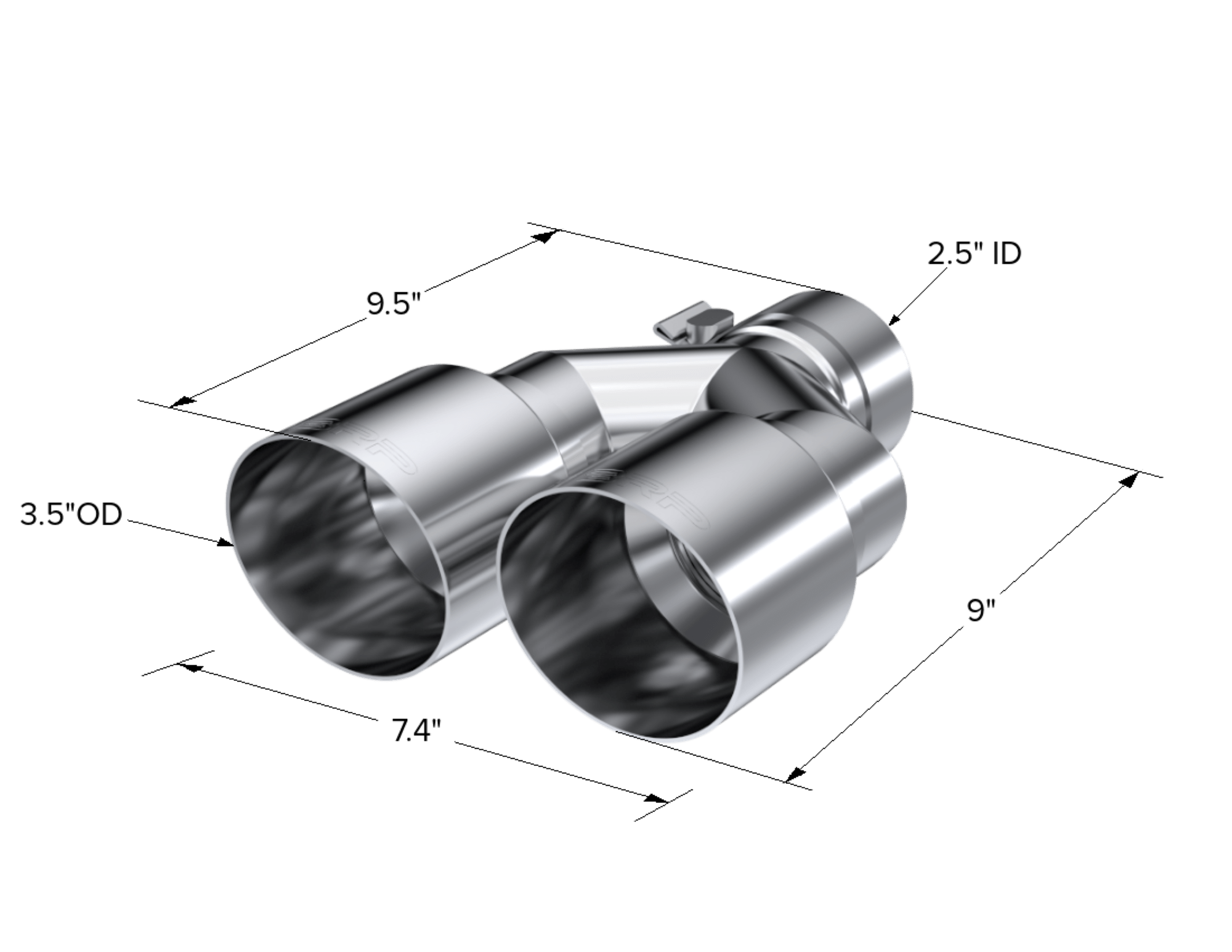 MBRP Exhaust 2.5" Inlet Exhaust Tip. T304 Stainless Steel. T5170