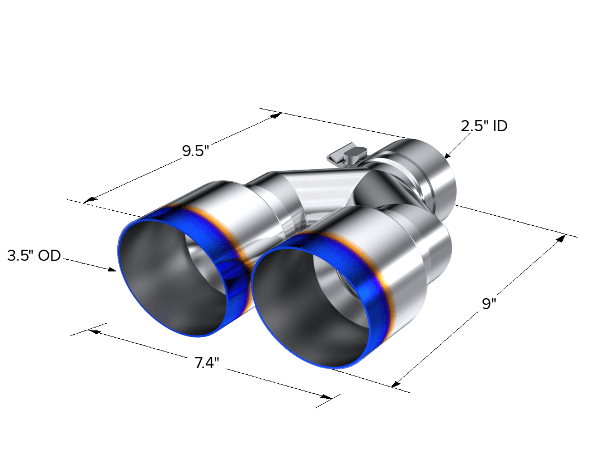 MBRP Exhaust 2.5" Inlet Exhaust Tip. T304 Stainless Steel, Burnt End. T5170BE