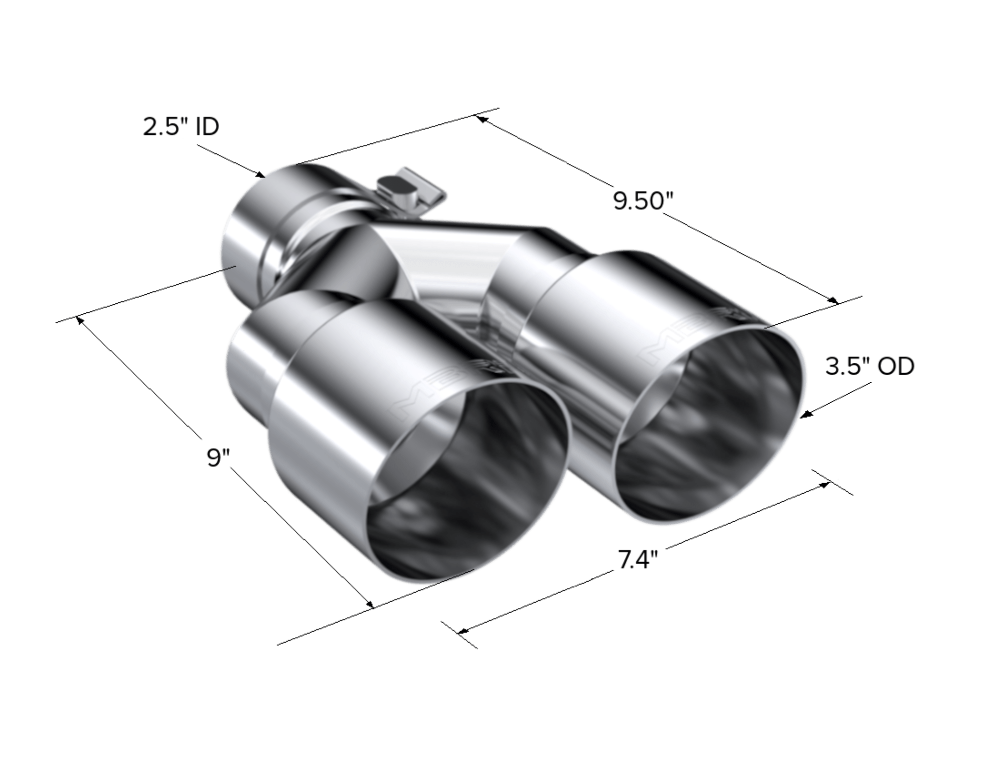 MBRP Exhaust 2.5" Inlet Exhaust Tip. T304 Stainless. T5171