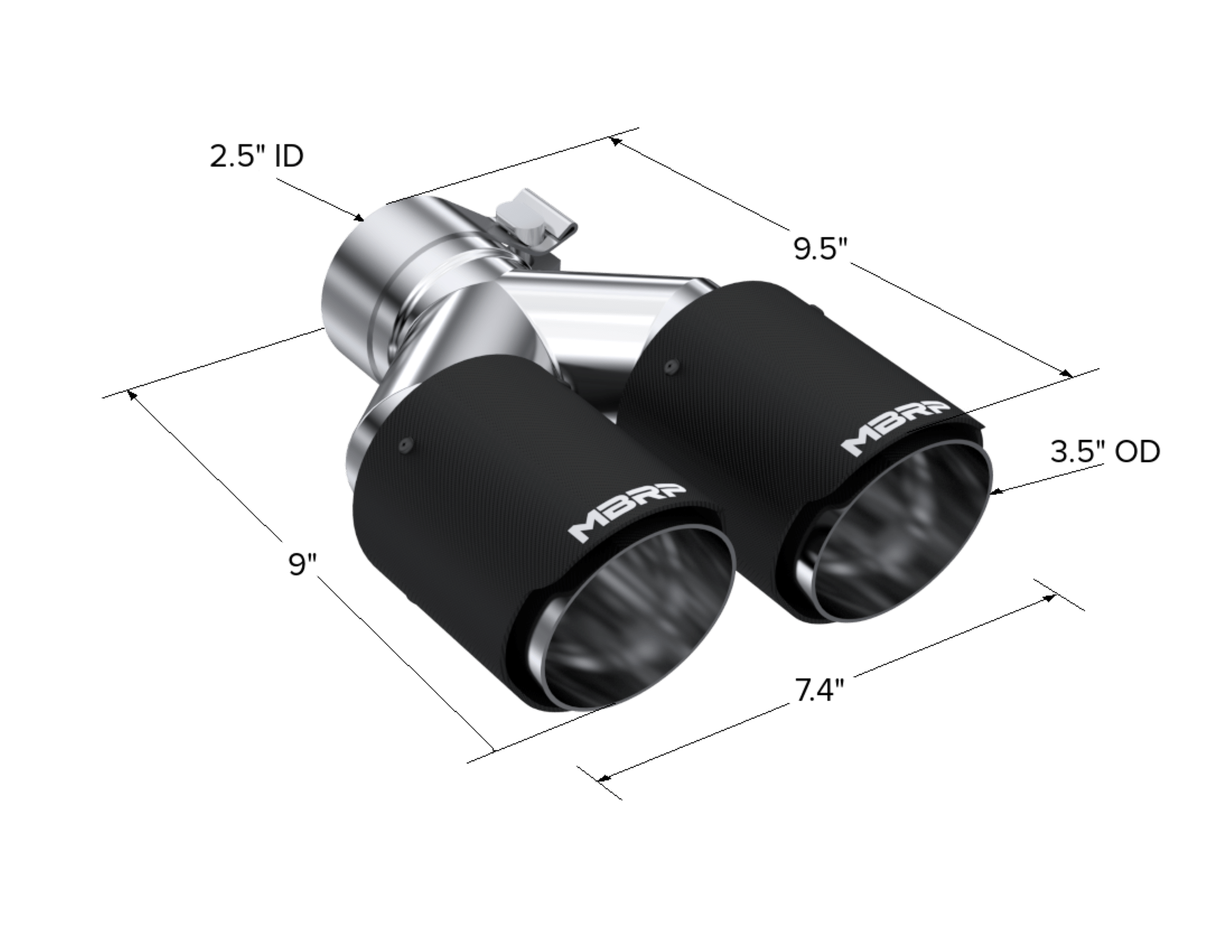 MBRP Exhaust 2.5" Inlet Carbon Fiber Exhaust Tip. T5171CF