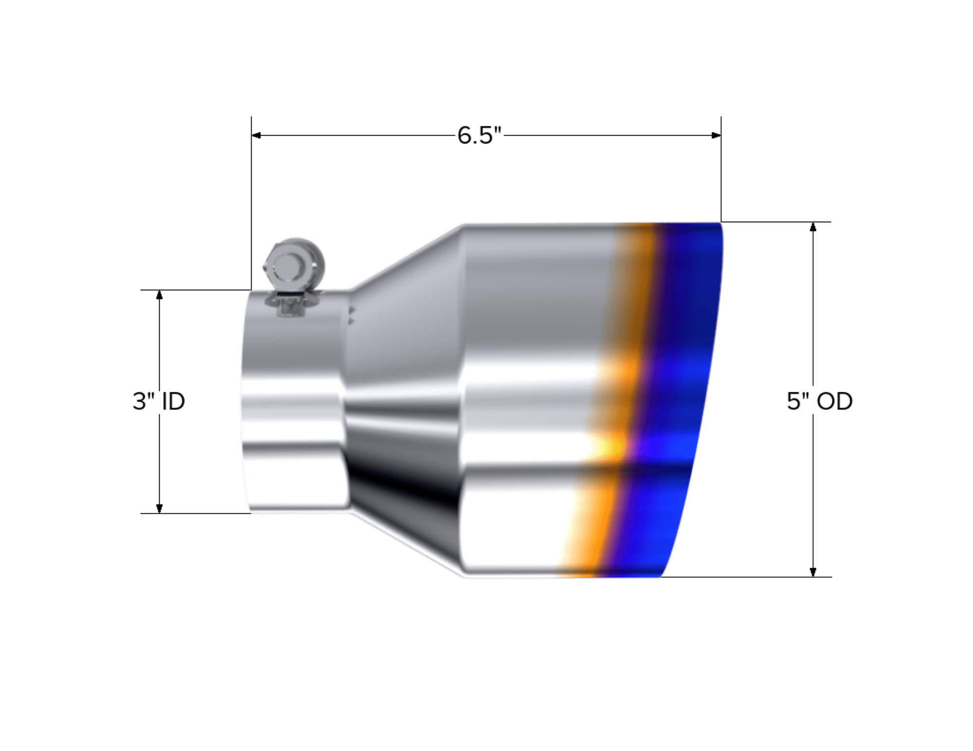 MBRP Exhaust 3in. Inlet Exhaust Tip. T304 Stainless Steel, Burnt End T5184BE