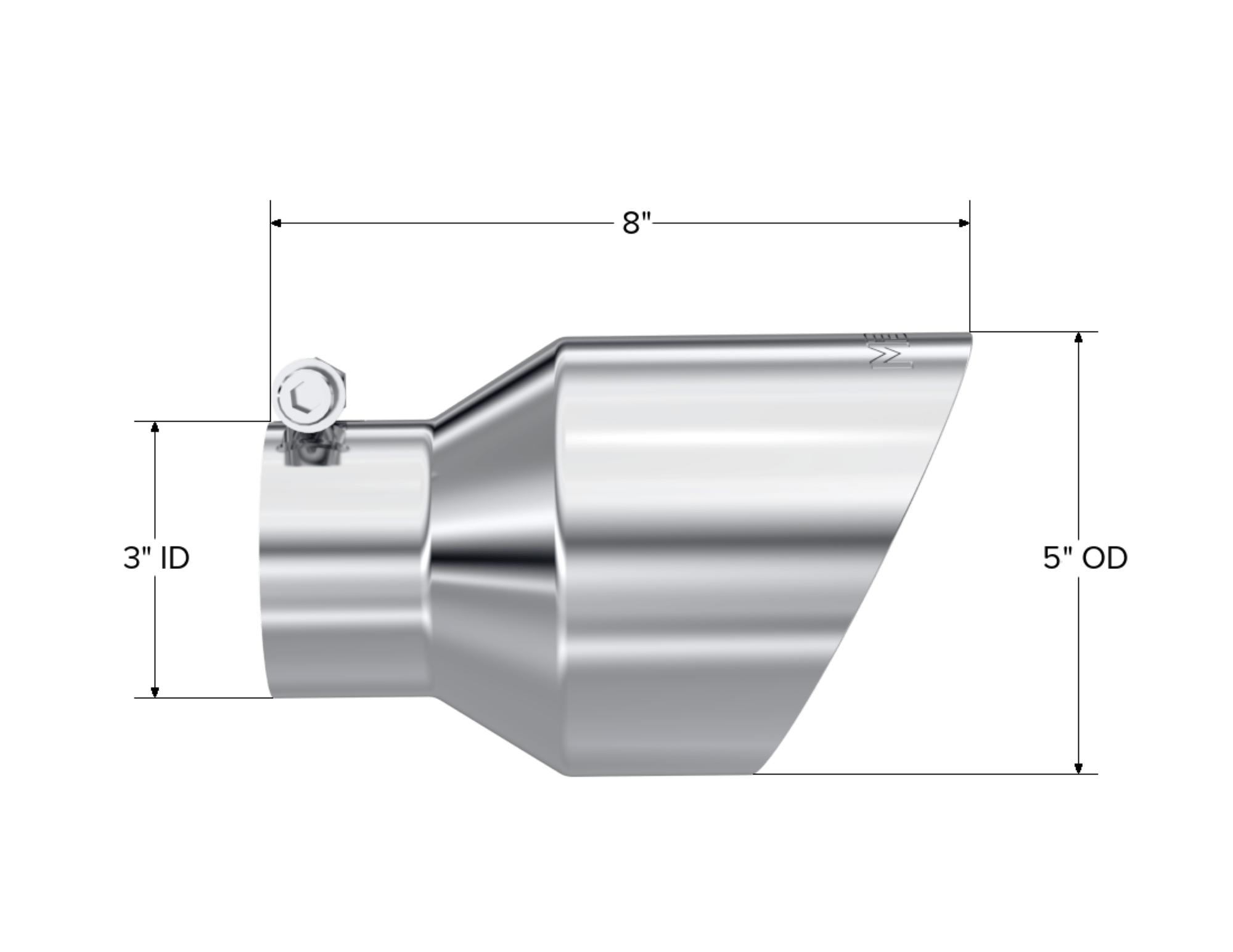 MBRP Exhaust Tip. 5in. OD Out. 3in. ID. 8in Length. Dual Wall. T304 T5187