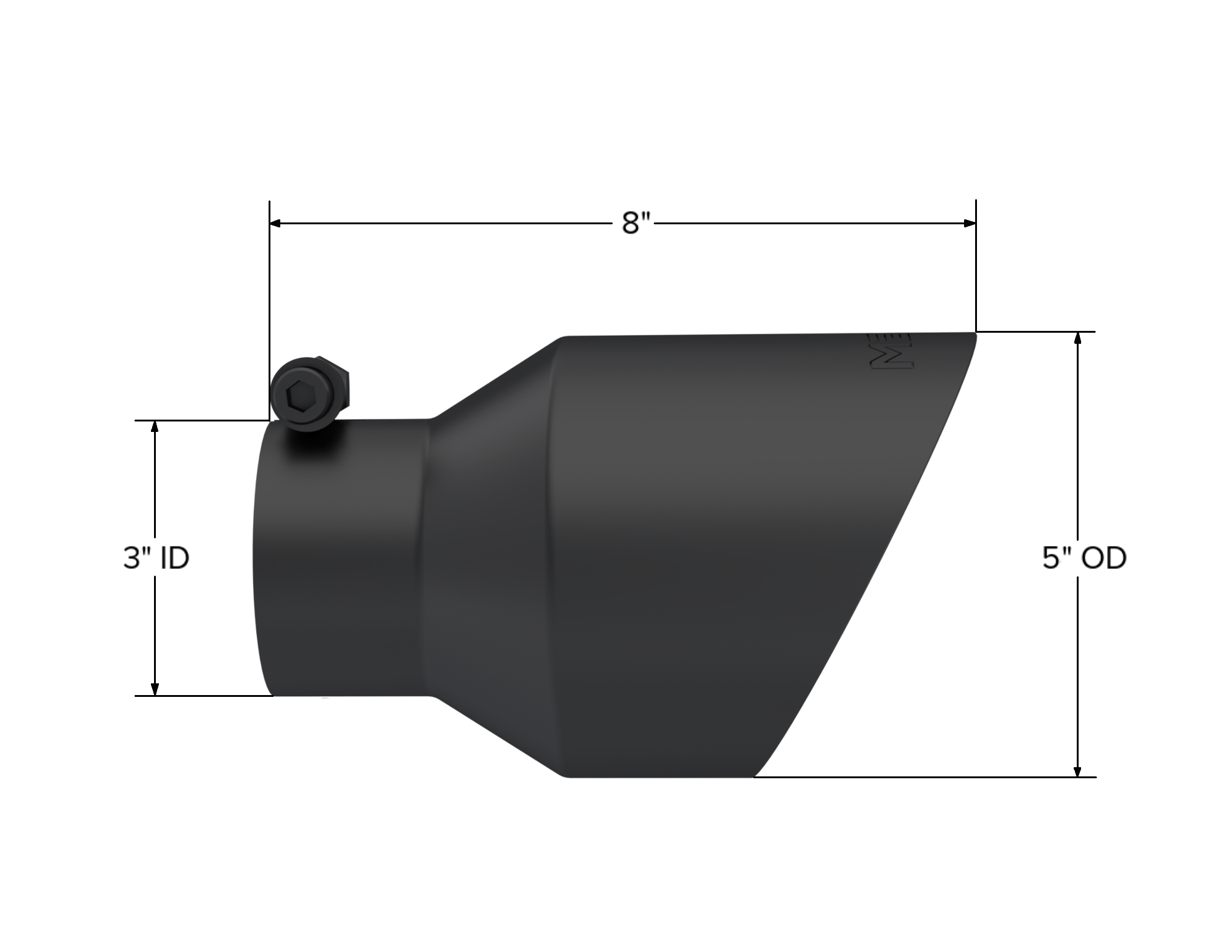 MBRP Exhaust MBRP Tip 5in OD Out, 3in. ID, 8in Length, Dual Wall T304. T5187BLK