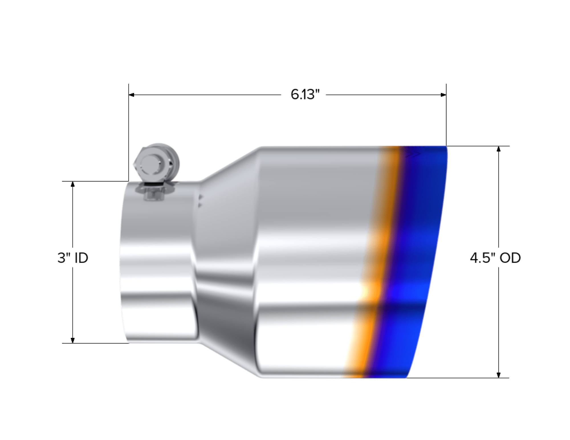 MBRP Exhaust 3" Inlet Exhaust Tip. T304 Stainless Steel, Burnt End T5180BE