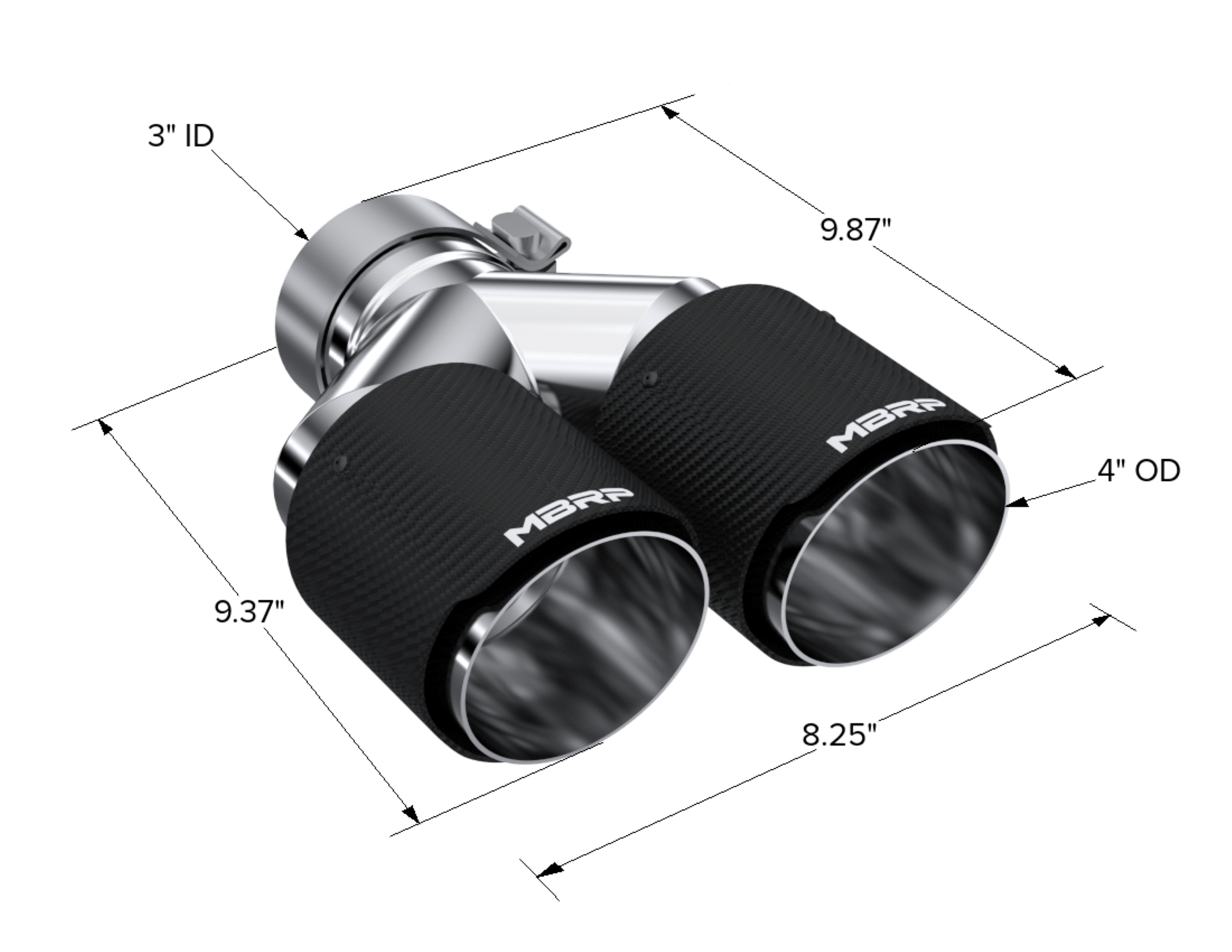 MBRP Exhaust Tip. 4in. O.D Out. 3in. ID. Dual Wall. CF T304 T5183CF