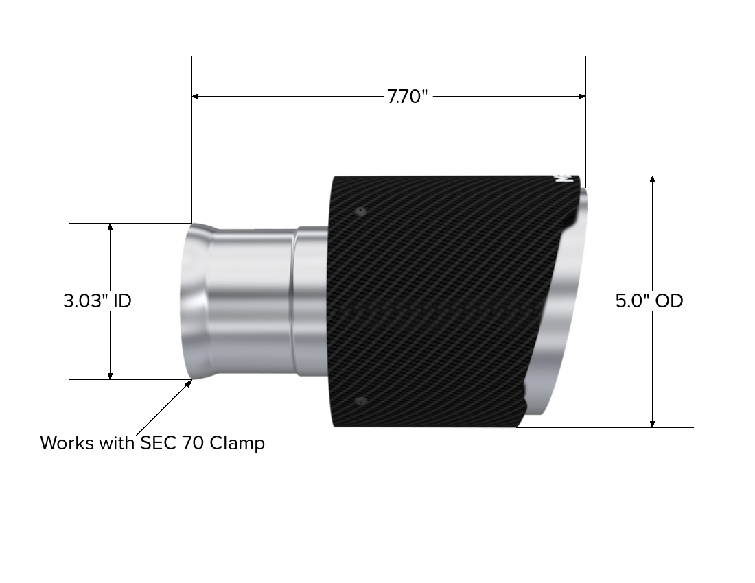 MBRP Exhaust 5in. OD. SEC 70 inlet. 7.8in. in length, CF. T5197CF