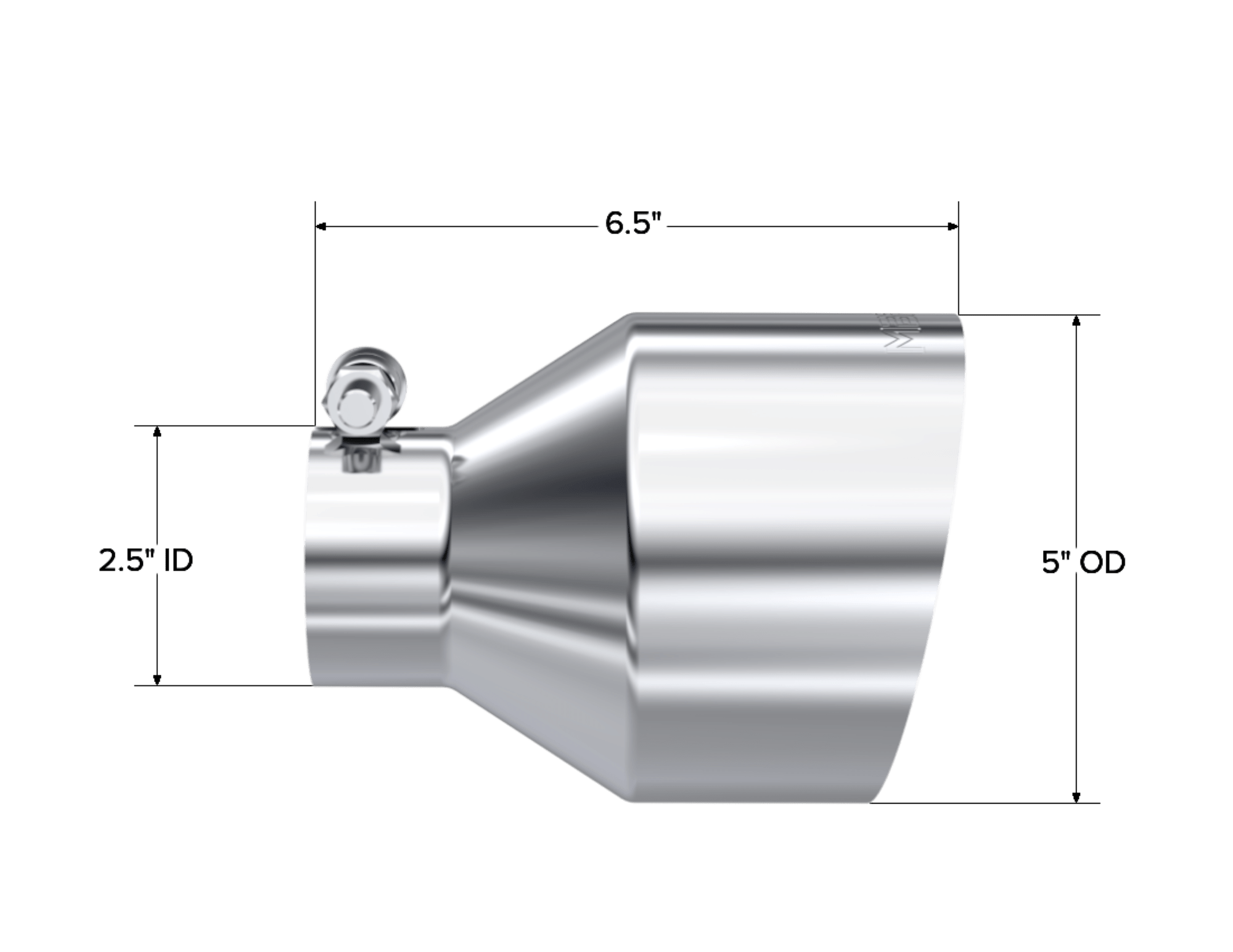 MBRP Exhaust Tip. 5in. OD Out. 2.5in. ID. 6.5in Length. Single Wall. T304 T5190