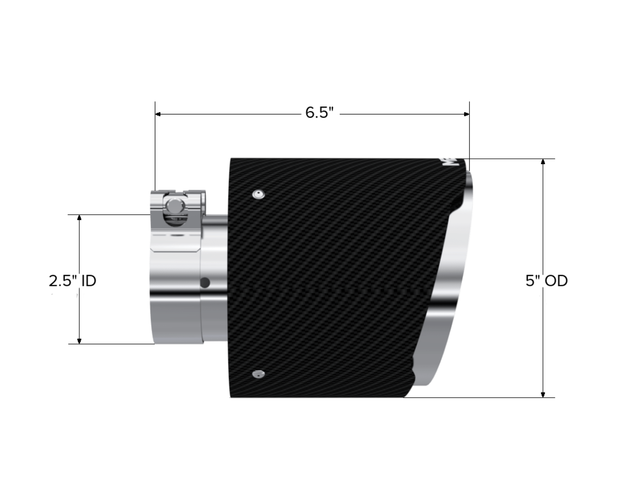MBRP Exhaust Tip. 5in. OD Out. 2.5in. ID. 6.5in Length. Dual Wall. CF T304 T5190CF