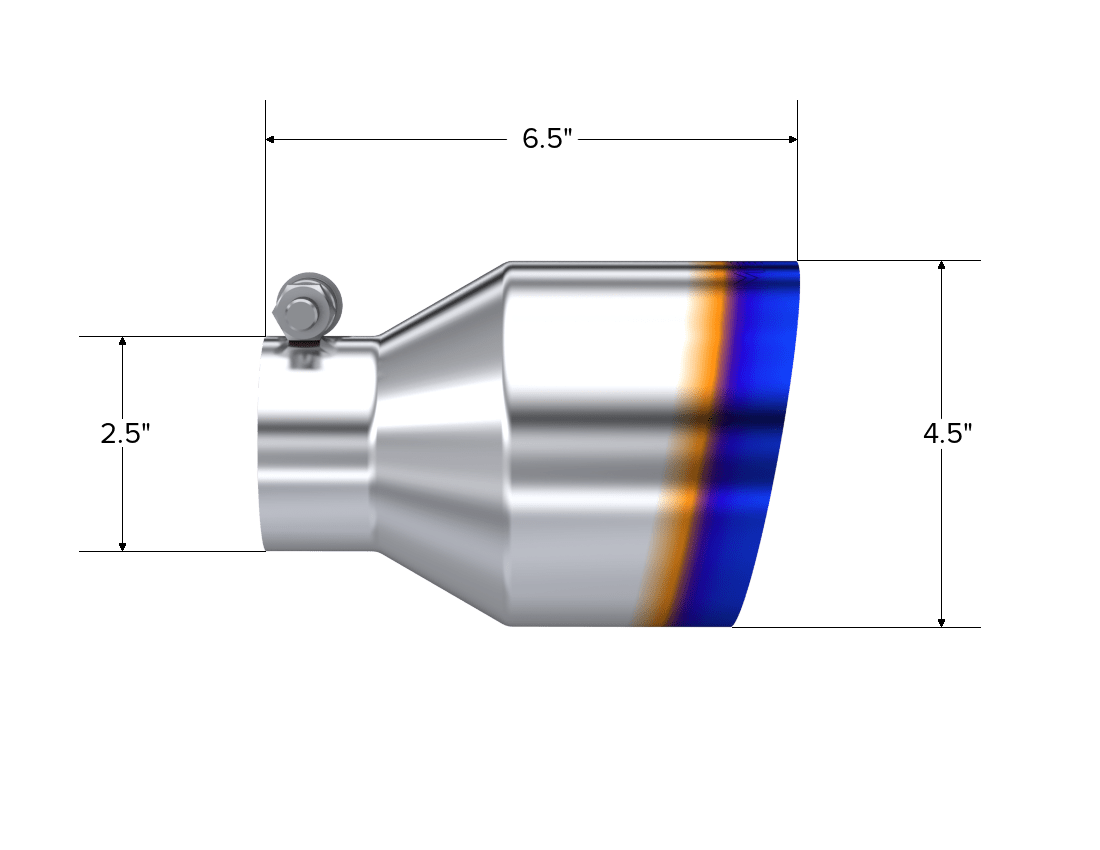 MBRP Exhaust Tip. 4.5in. OD Out. 2.5in. ID. 6.5in Length. Single Wall. BE T304 T5191BE