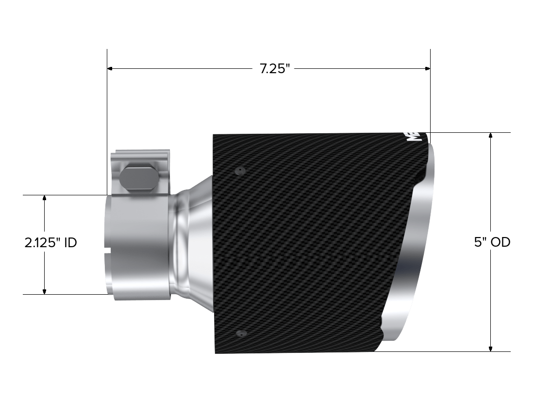 MBRP Exhaust MBRP Exhaust Tip, 5in OD Out, 2.125in ID, 7.25in Length, Dual Wall, CF T304 T5202CF