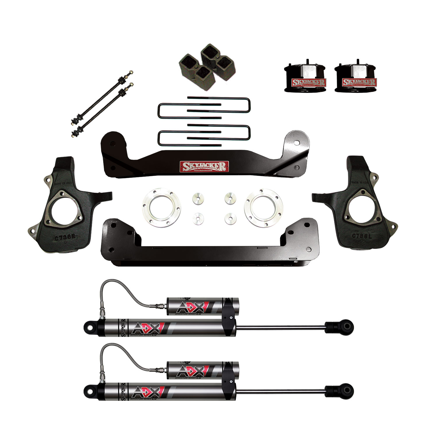 Skyjacker 4 In. Suspension Lift Kit With ADX 2.0 Remote Reservoir Shocks. C14460APK-X