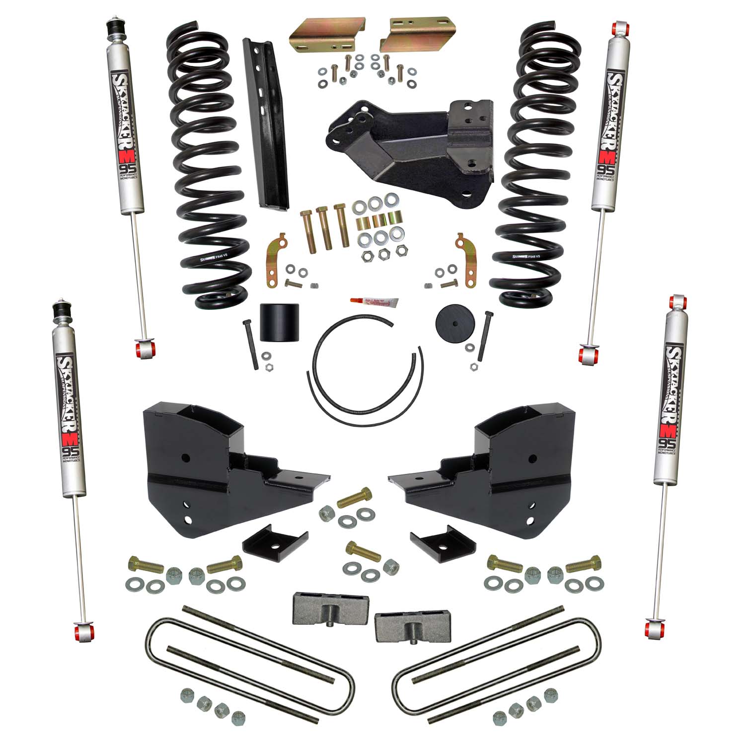 Skyjacker 4 in. Suspension Lift Kit with Front Coils, Rear Blocks, & M95 Monotube Shocks. F23451K-M