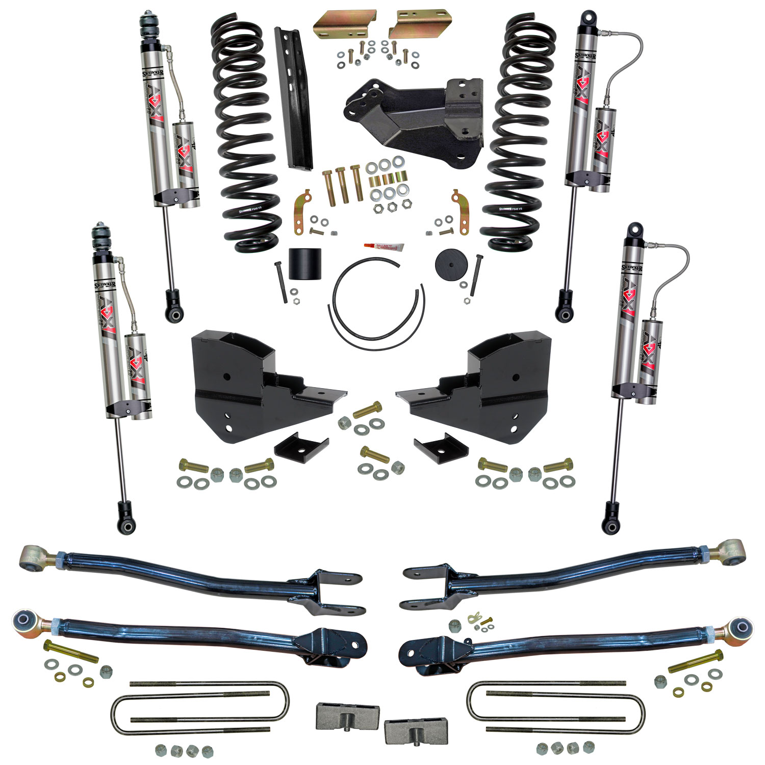 Skyjacker 4 in. Lift Kit with 4-Link Conversion and ADX 2.0 Remote Reservoir Shocks. F234524K-X