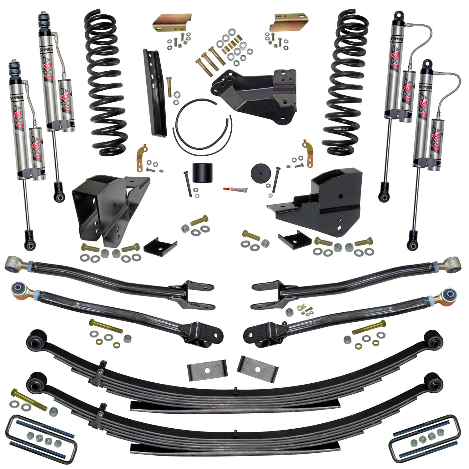 Skyjacker 4 In. Lift Kit with 4-Link Conversion and ADX 2.0 Remote Reservoir Shocks. F234524KS-X