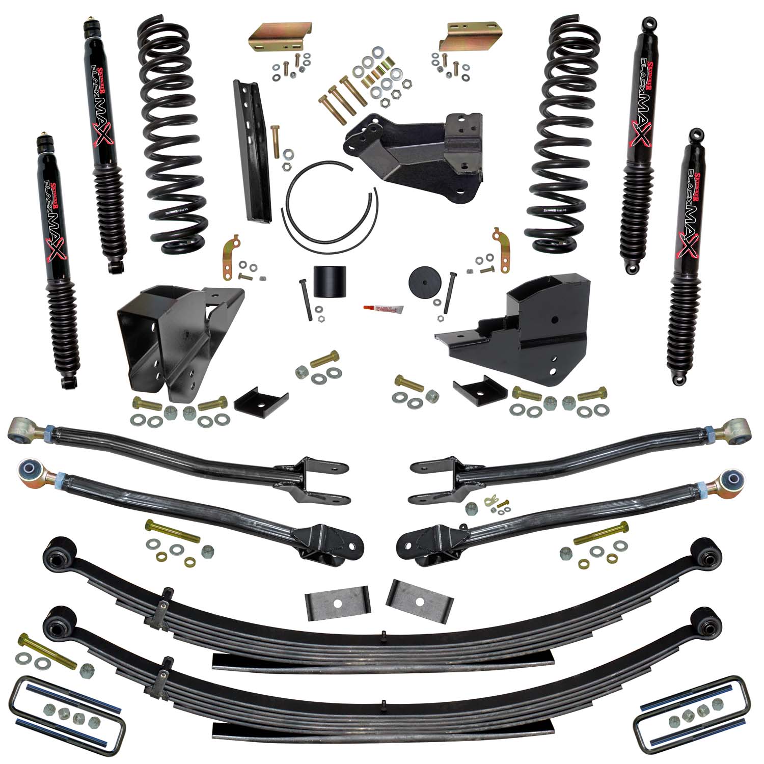 Skyjacker 4 In. Lift Kit with Coils; Leafs; 4-Link Conversion and Black MAX Shocks. F234524KS-B