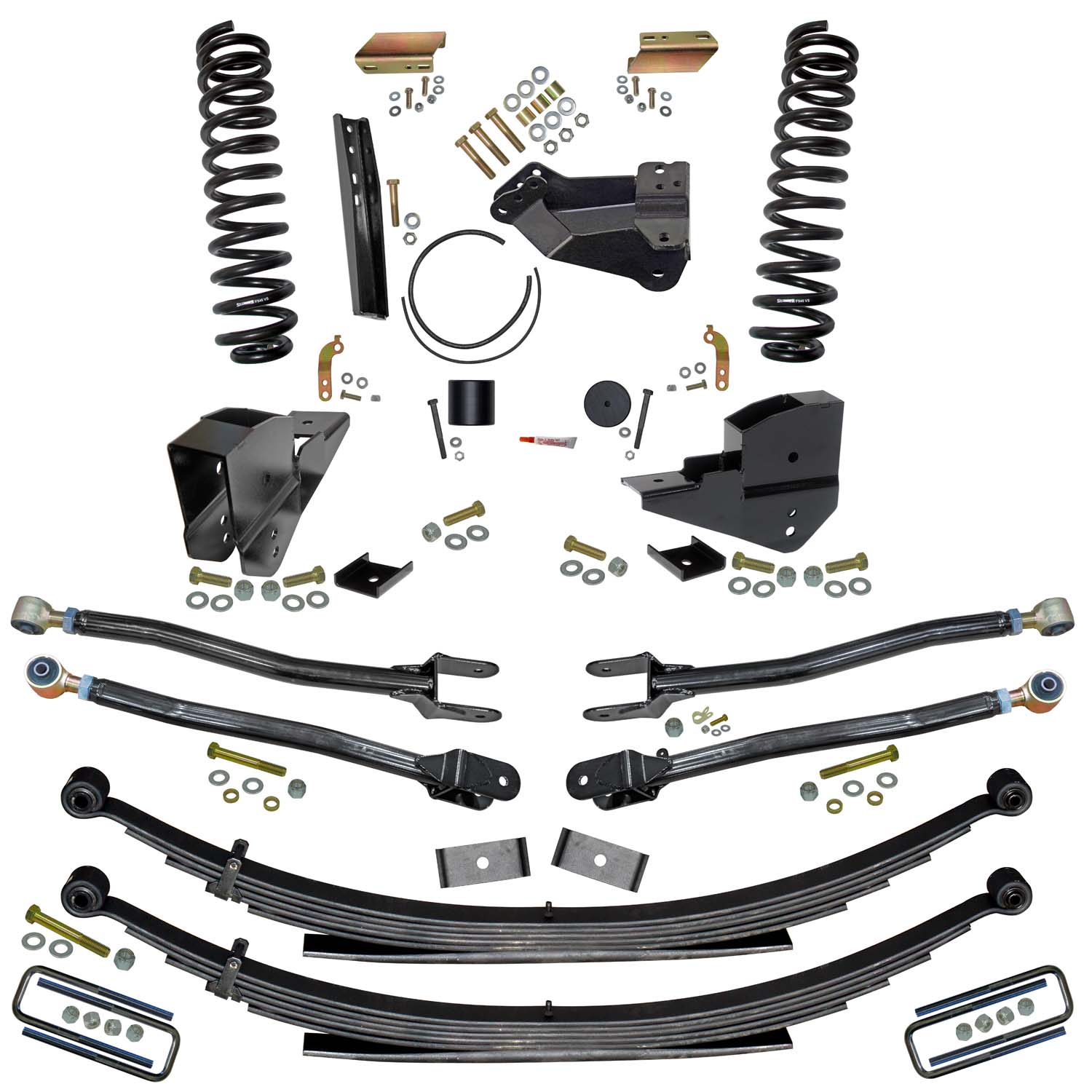 Skyjacker 4 In. Lift Kit with Front Coils; Rear Leaf Springs; and 4-Link Conversion. F234524KS
