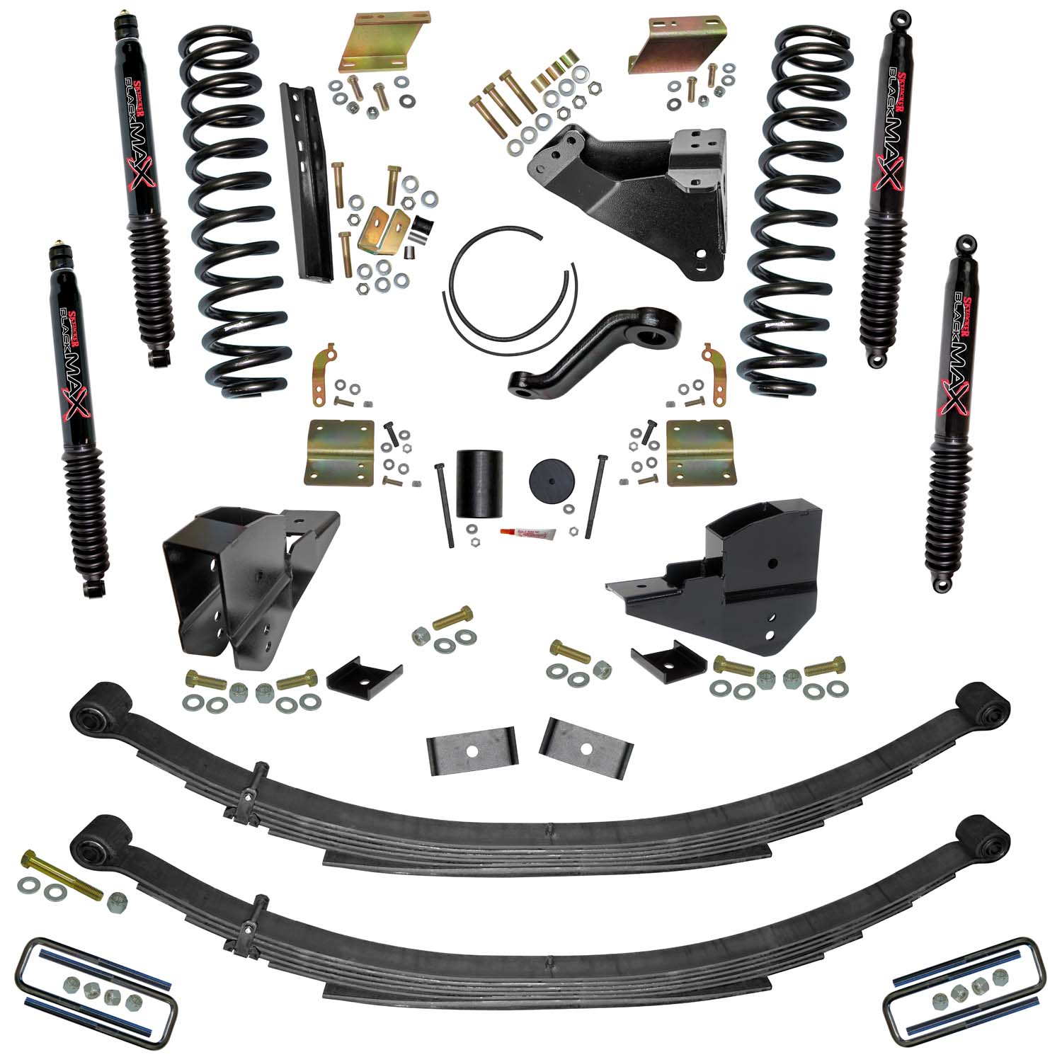 Skyjacker 6 In. Lift Kit with Front Coils; Rear Leaf Springs; and Black MAX Shocks. F23651KS-B