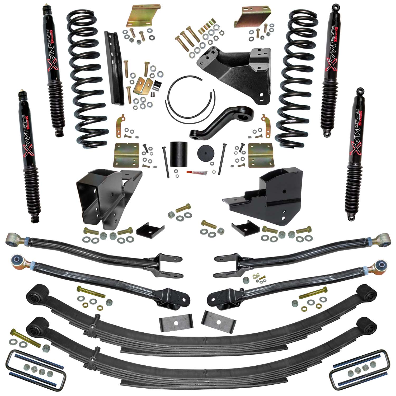 Skyjacker 6 In. Lift Kit with Coils; Leafs; 4-Link Conversion and Black MAX Shocks. F236524KS-B