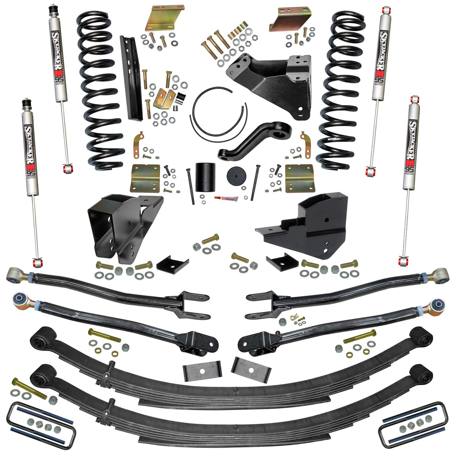 Skyjacker 6 In. Lift Kit with Coils; Leafs; 4-Link Conversion and M95 Monotube Shocks. F236524KS-M