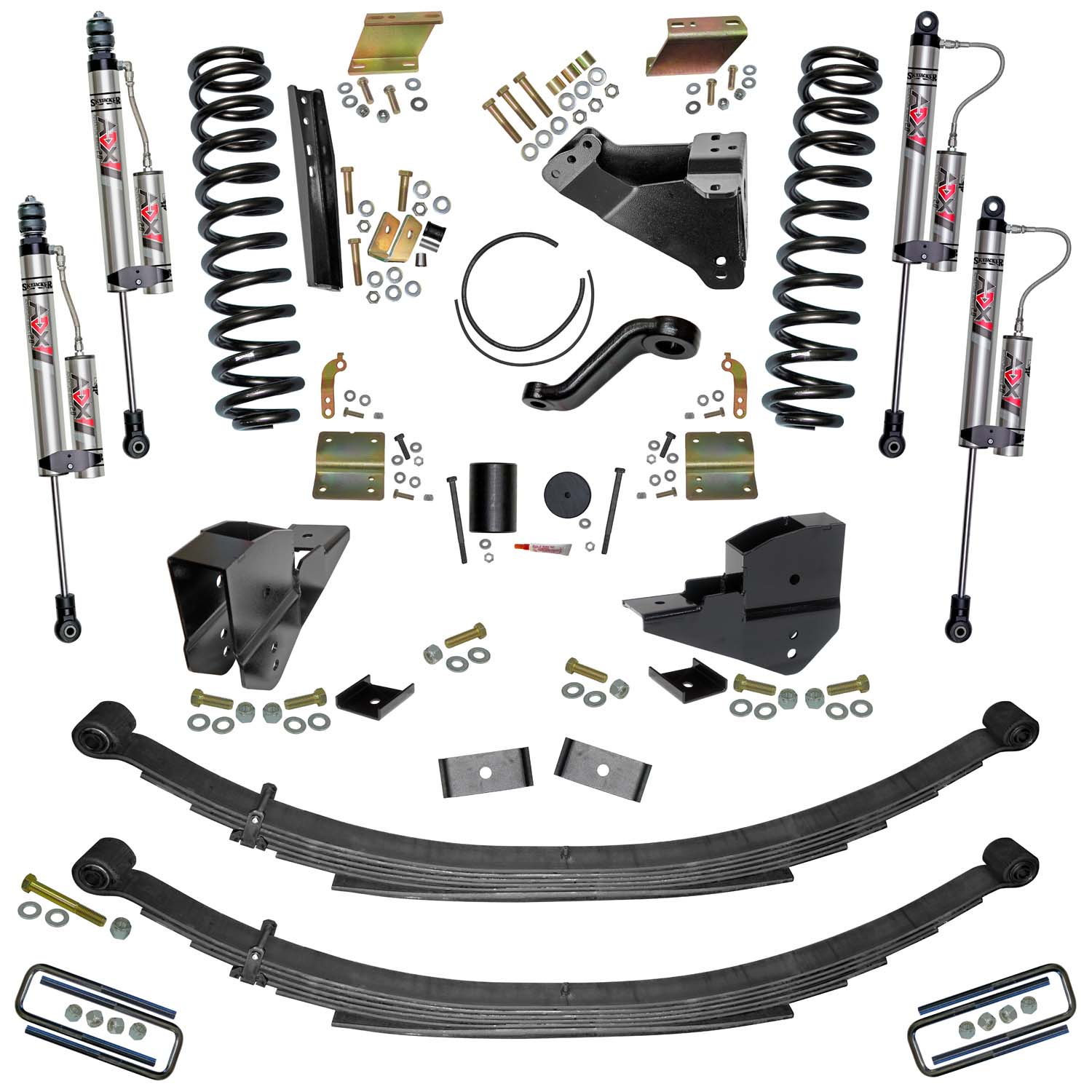 Skyjacker 6 in. Lift Kit with Coils; Leaf Springs; and ADX 2.0 Remote Reservoir Shocks. F23601KS-X