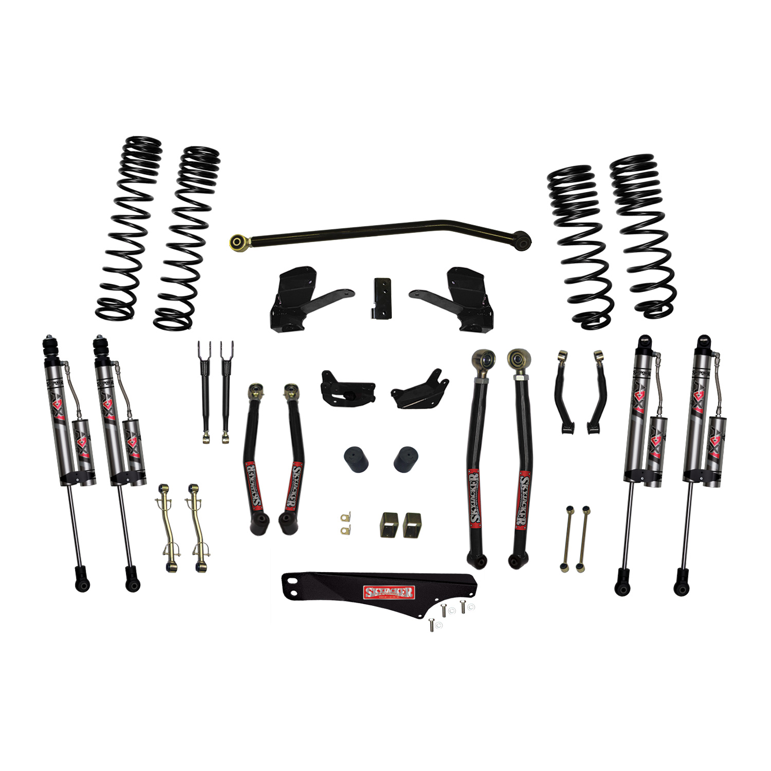 Skyjacker 4 in. Long Arm Suspension Lift System With ADX 2.0 Remote Reservoir Shocks. JK40LKLT-SX-X