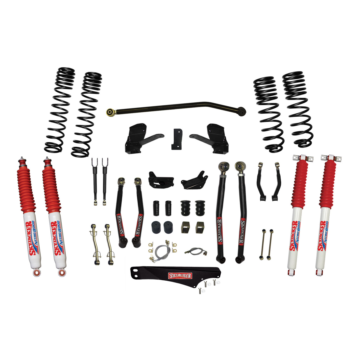 Skyjacker 7 Inch Dual Rate Long Travel Long Arm Suspension Lift Kit/Nitro 8000 Shocks JK70LKLT-SX-N