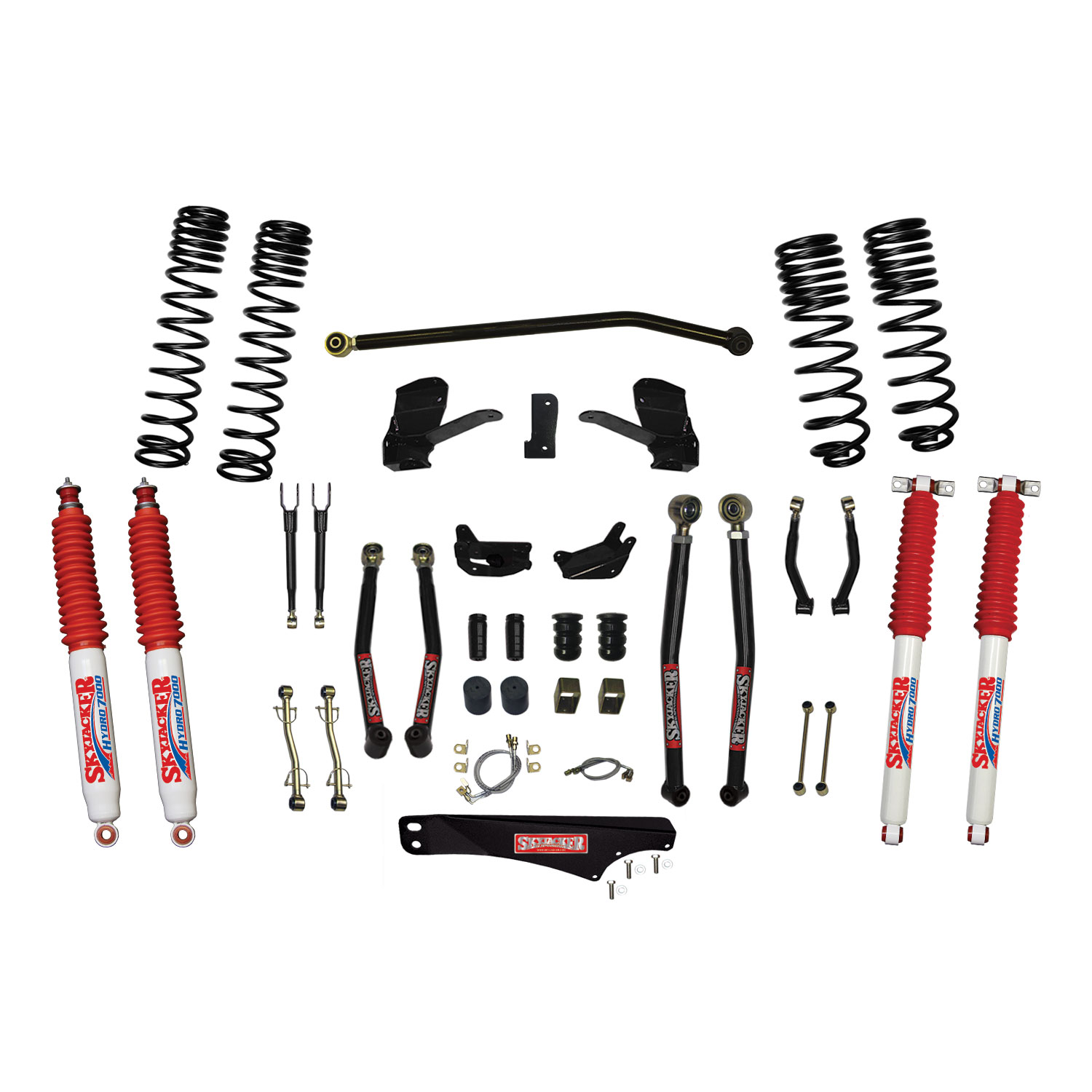 Skyjacker 7 Inch Dual Rate Long Travel Long Arm Suspension Lift Kit/Hydro 7000 Shocks JK70LKLT-SX-H