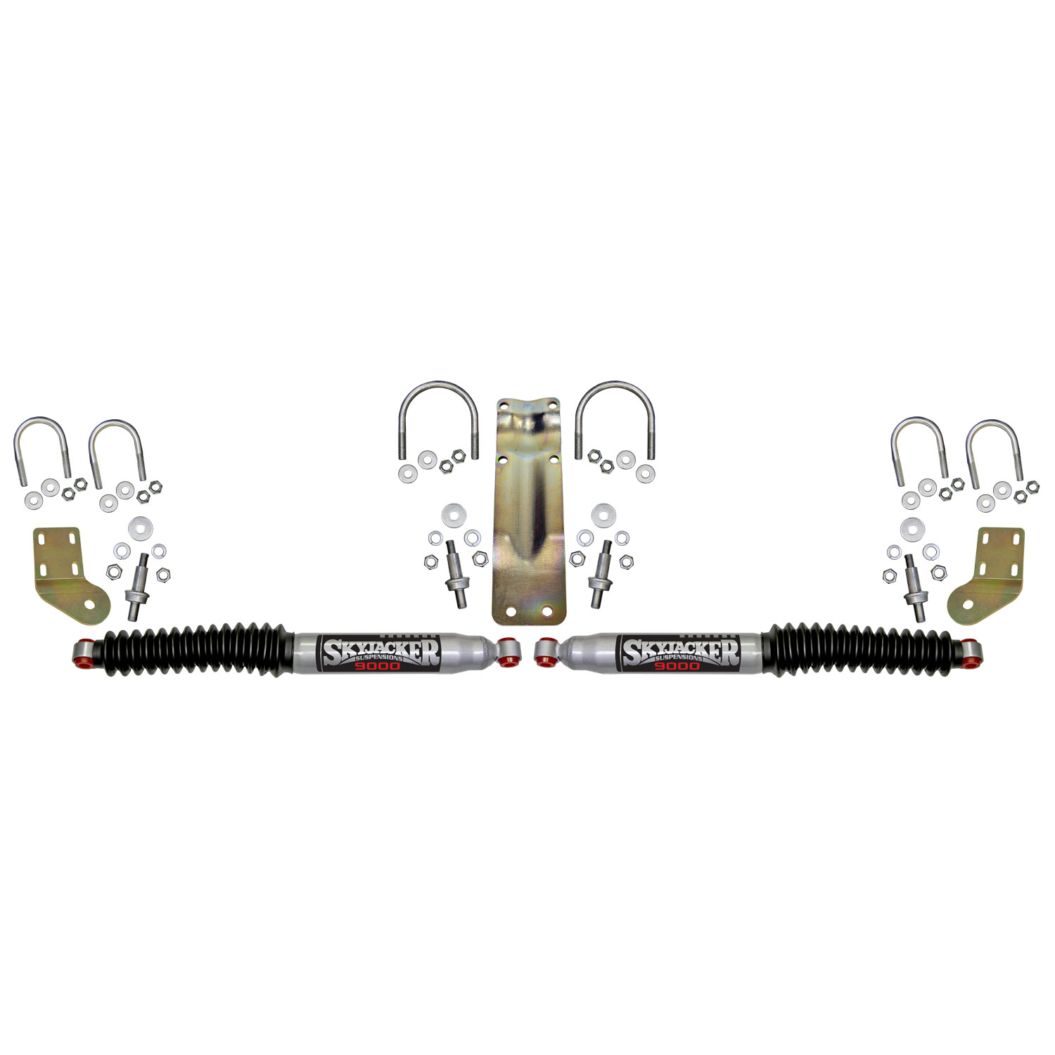 Skyjacker 9000 Dual Stabilizer Kit With Silver Cylinders and Black Boots. 9253
