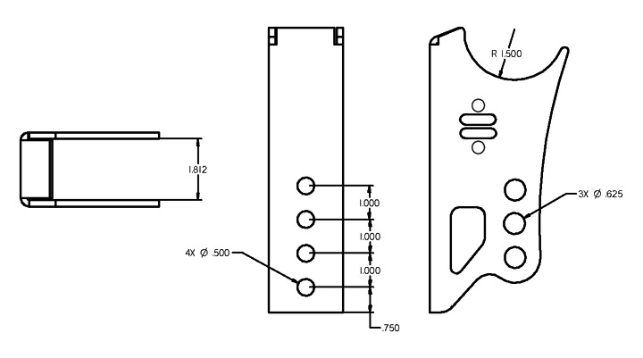 Ridetech Weld-On axle bracket for Ridetech bolt-on 4-link. 70010122