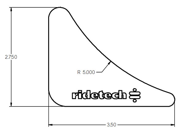 Ridetech Gusset, 2.75" x 3.5", uncoated. 90000202