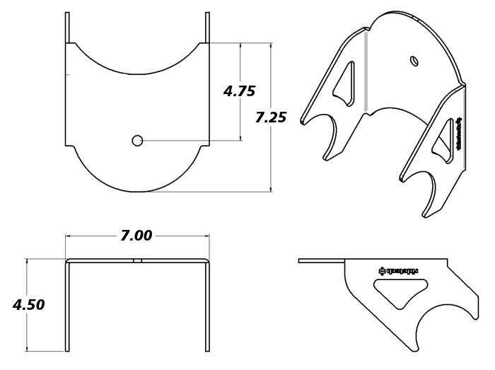 Ridetech Dropped lower weld-on air spring axle bracket, uncoated. 90000431