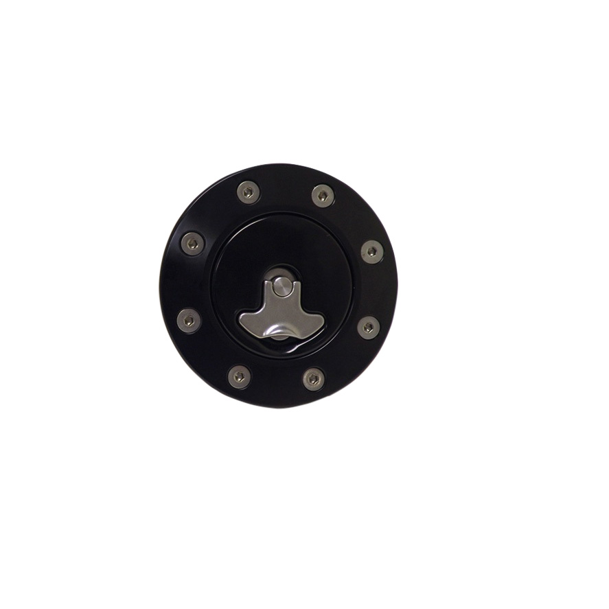 Ridetech Billet aluminum gas cap, universal fit, locking, anodized Black. 81000036